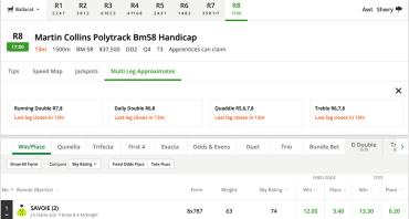 Screenshot of tab.com.au race card.