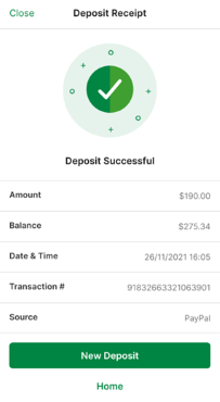 Image of deposit receipt in the TAB app.