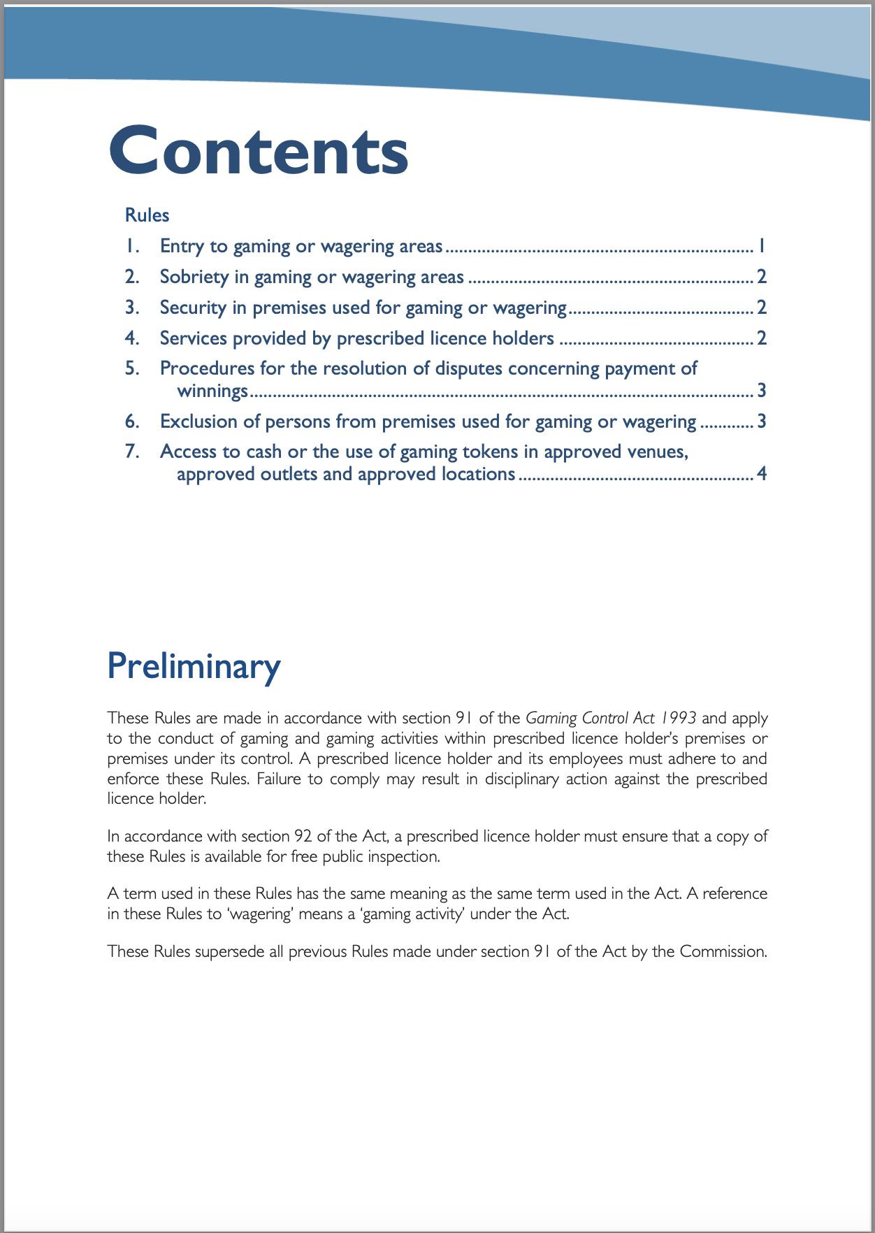 Tasmanian Liquor and Gaming Commission Rules