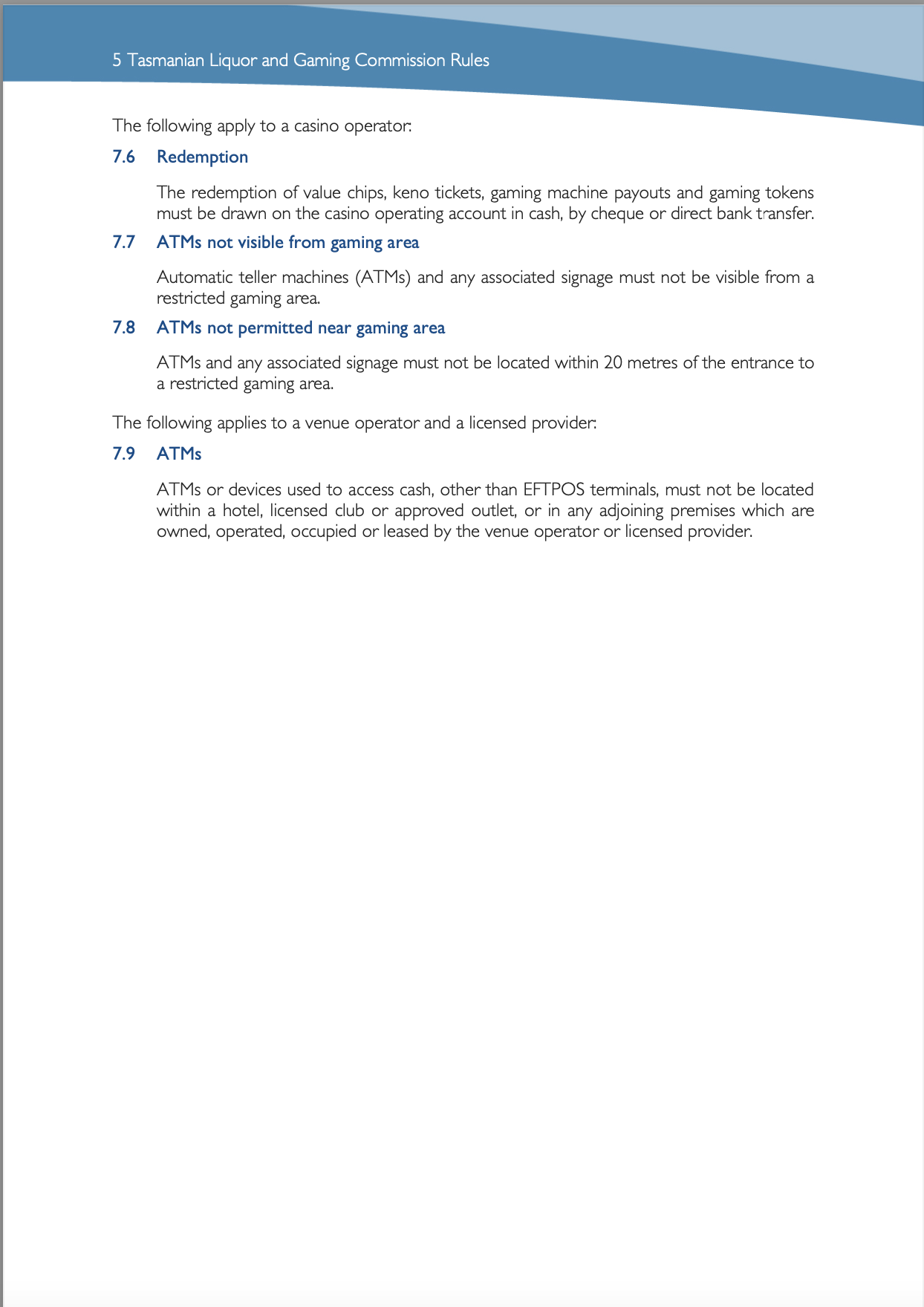 Tasmanian Liquor and Gaming Commission Rules