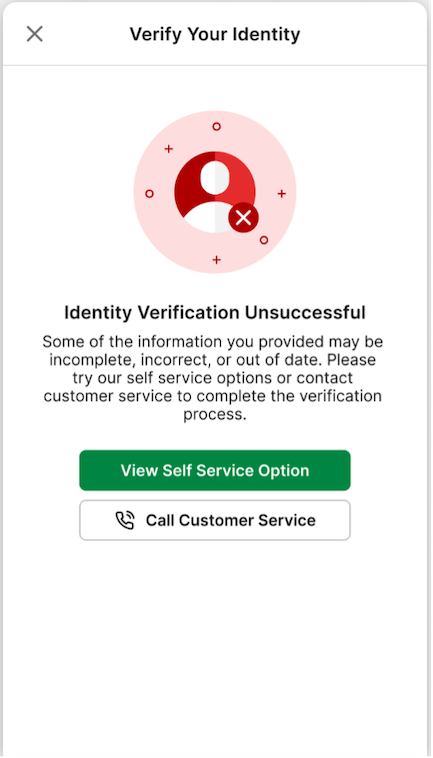 TAB app, account application 'Verify Your Identity' screen.