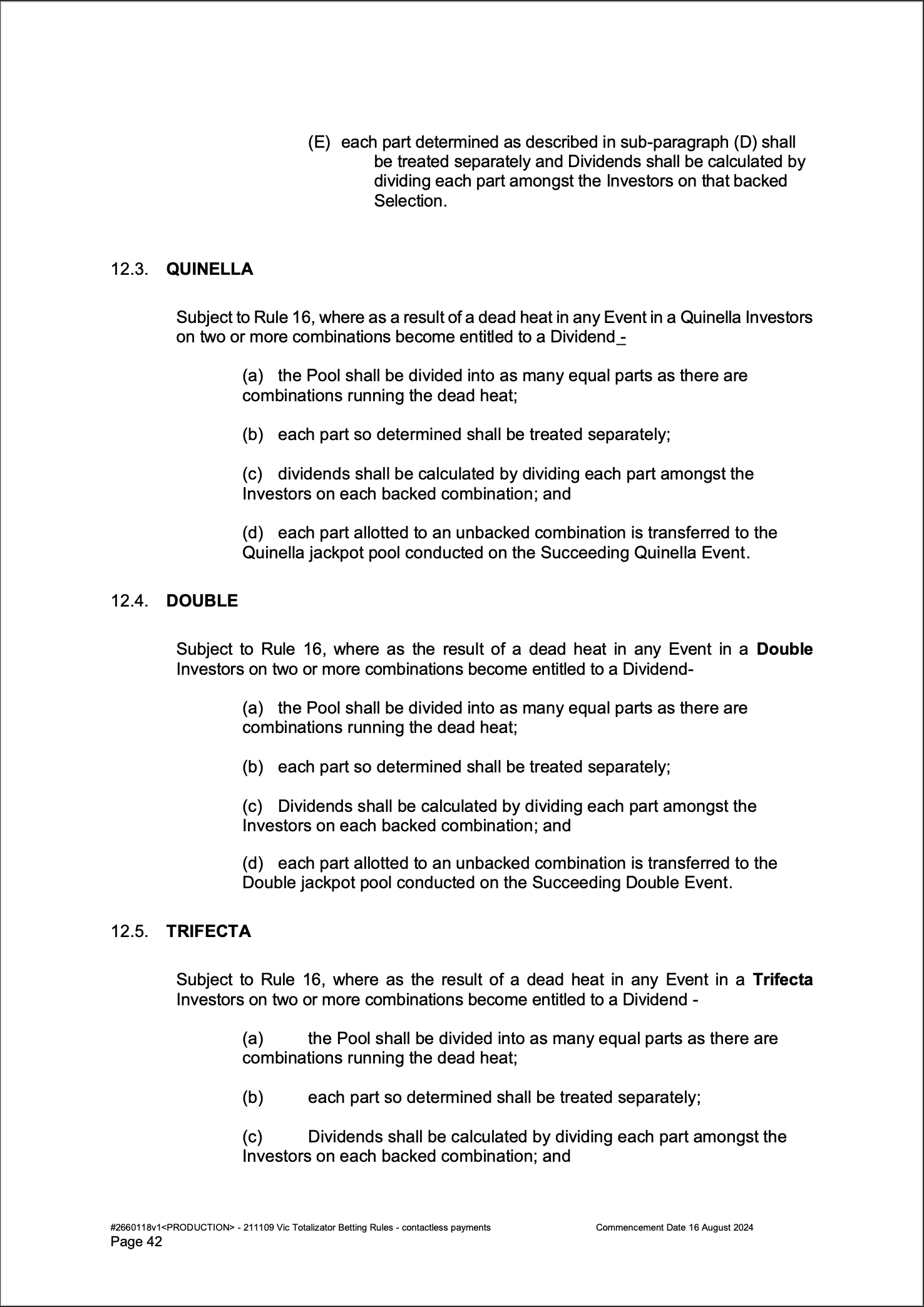 VIC Totalisator Betting Rules (Racing) page 42
