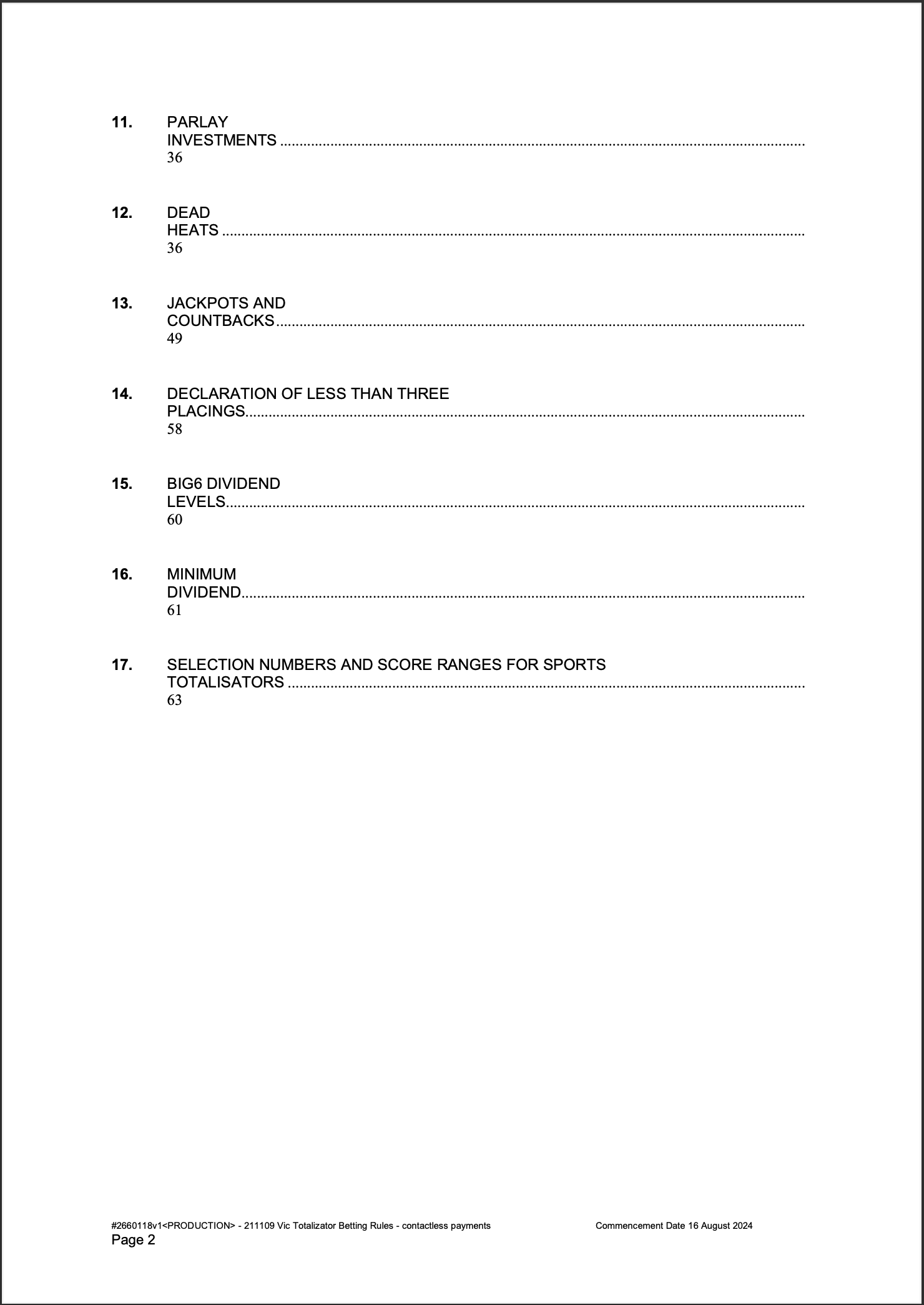 VIC Totalisator Betting Rules (Racing) page 2