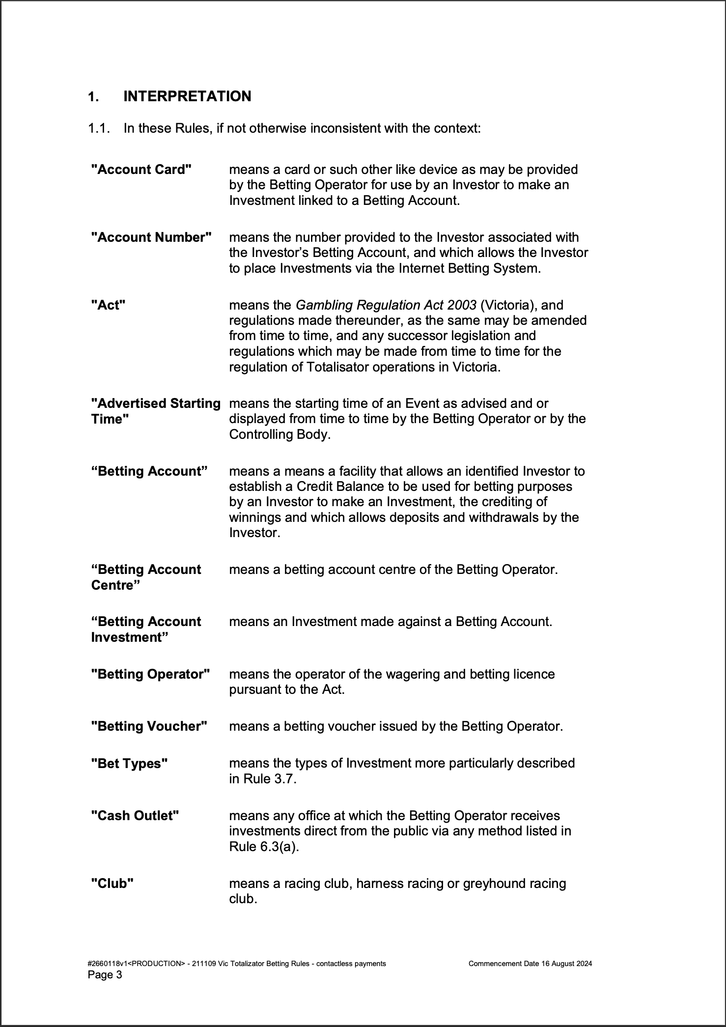 VIC Totalisator Betting Rules (Racing) page 3
