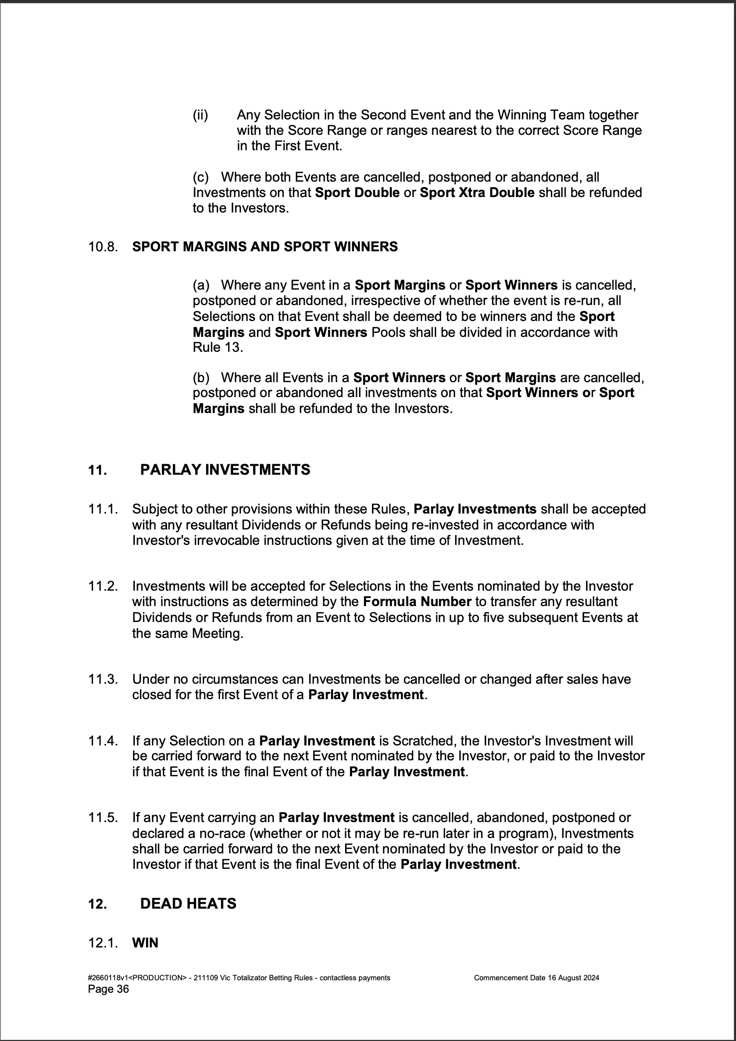 VIC Totalisator Betting Rules (Racing) pages 36