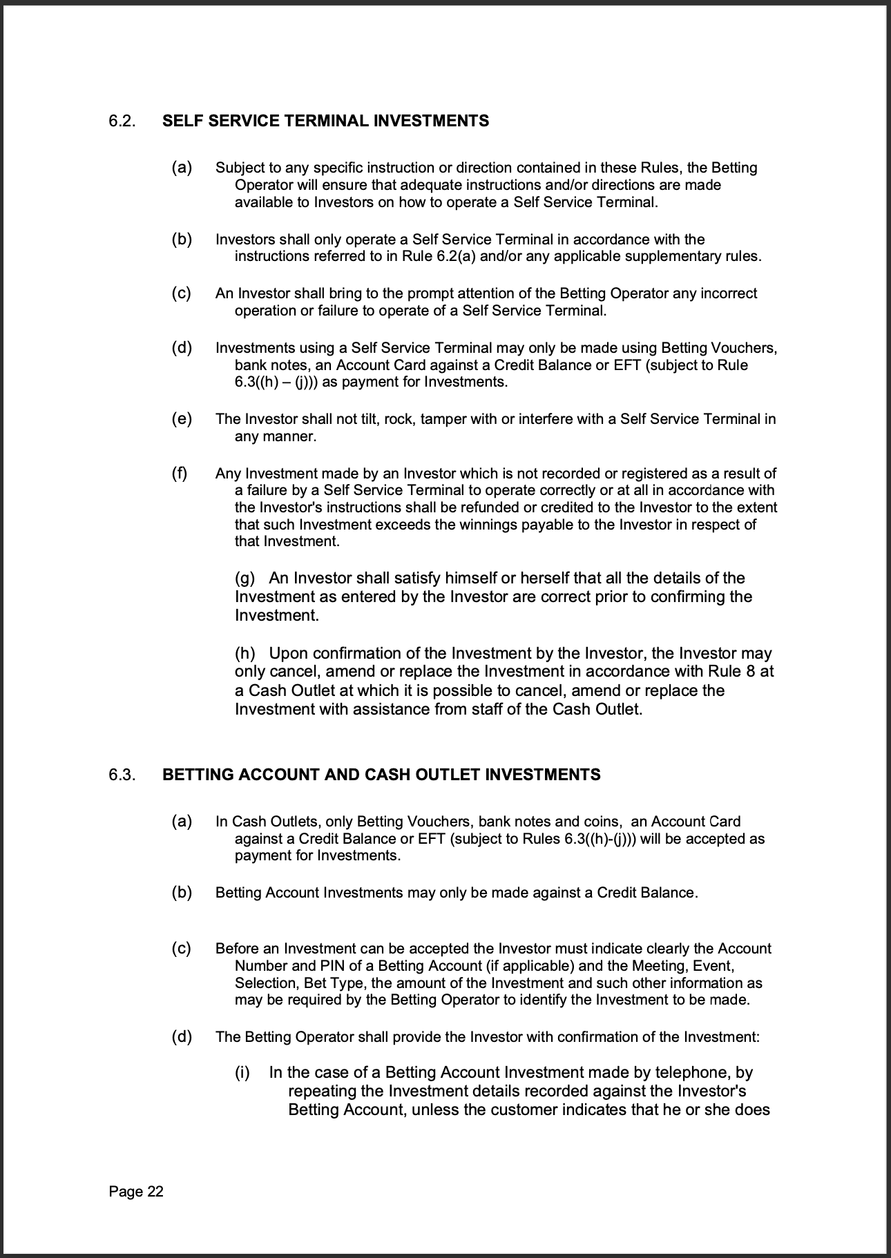 Tabcorp ACT Pty Ltd Totalisator Rules (Racing)