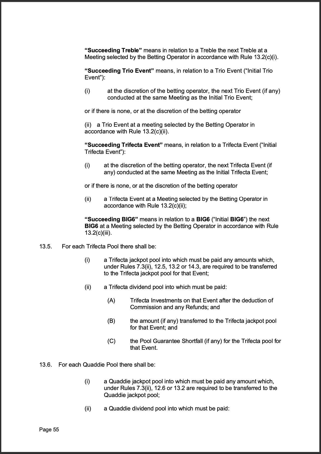 Tabcorp ACT Pty Ltd Totalisator Rules (Racing)