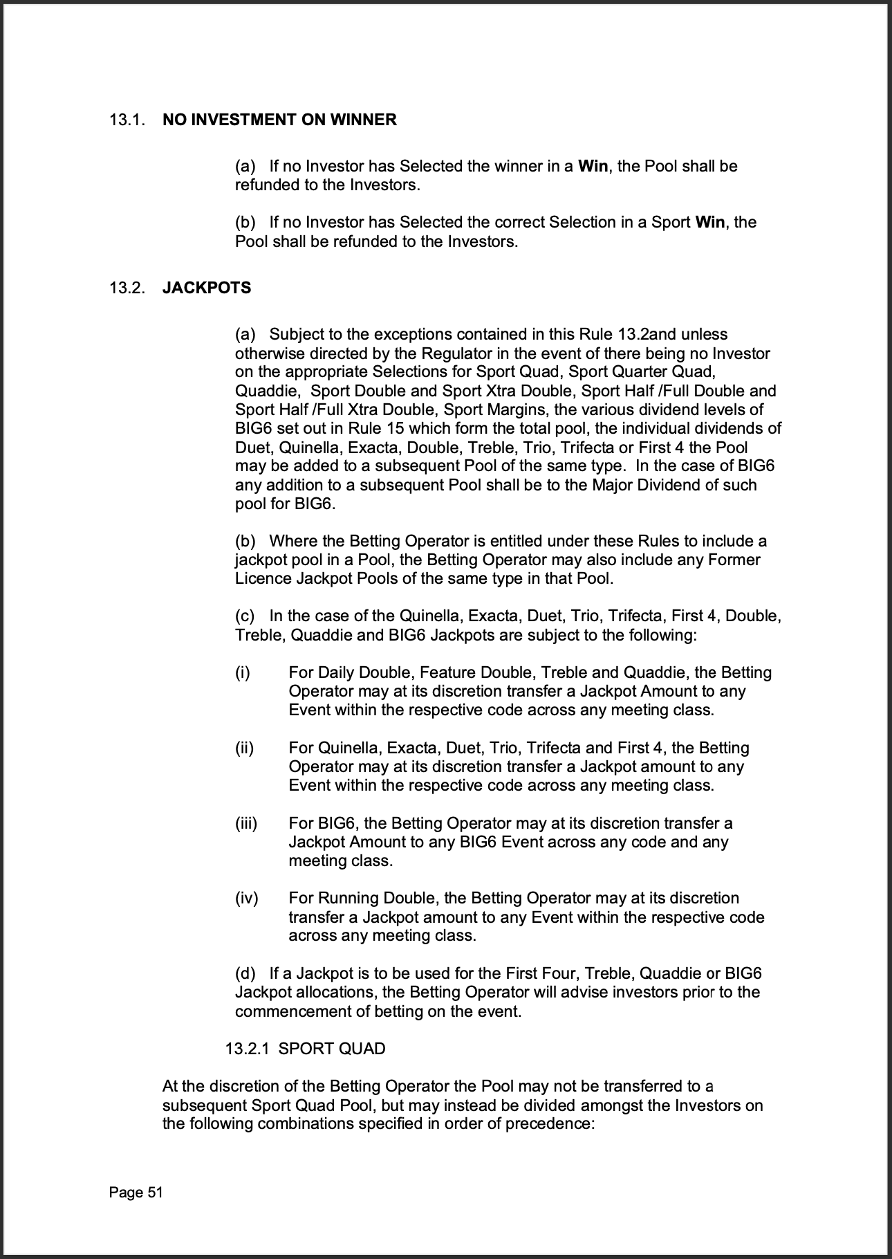 Tabcorp ACT Pty Ltd Totalisator Rules (Racing)