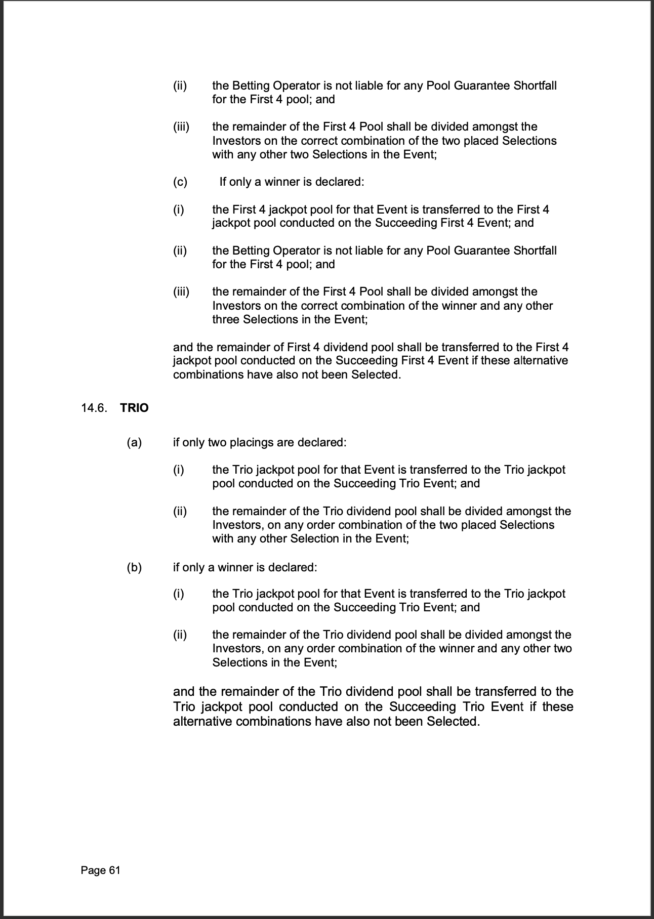 Tabcorp ACT Pty Ltd Totalisator Rules (Racing)