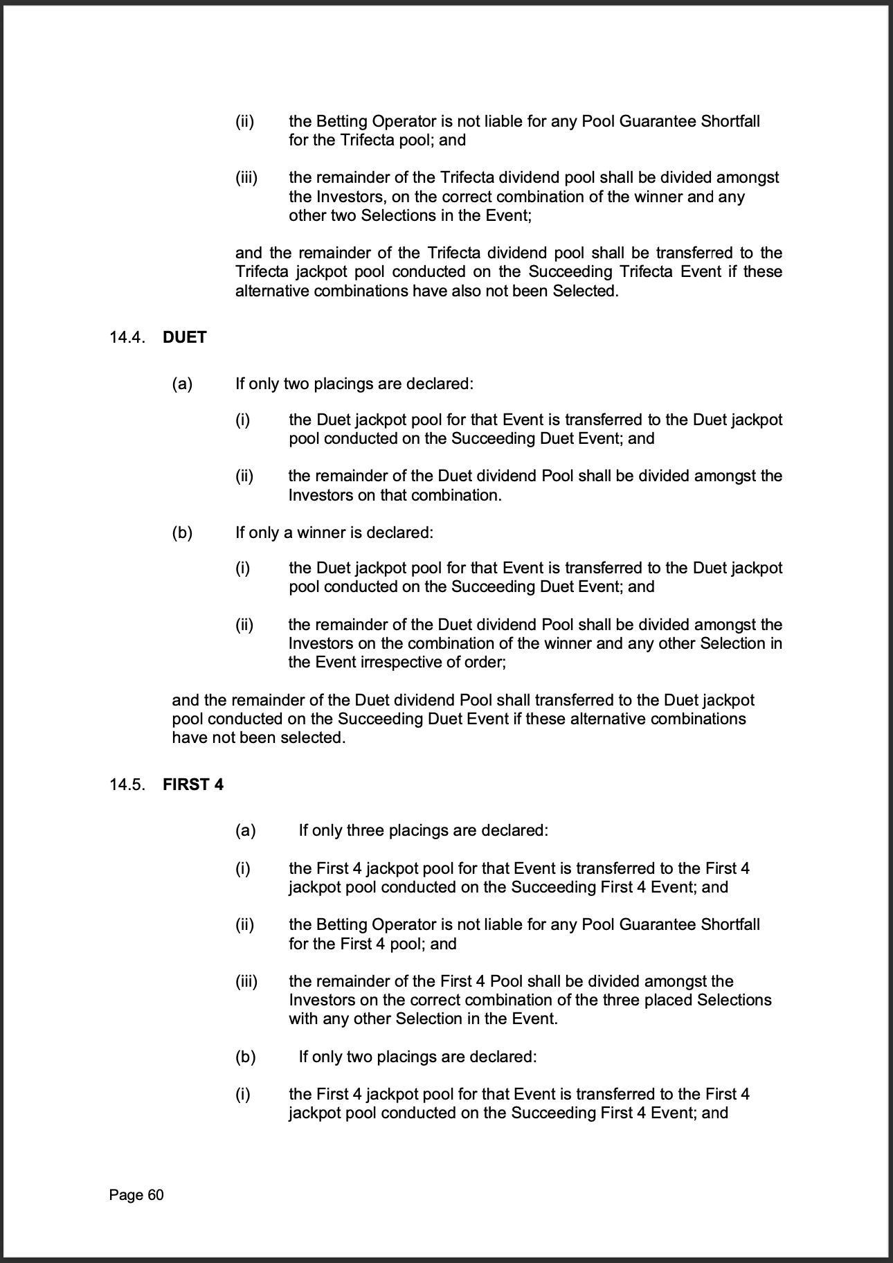 Tabcorp ACT Pty Ltd Totalisator Rules (Racing)