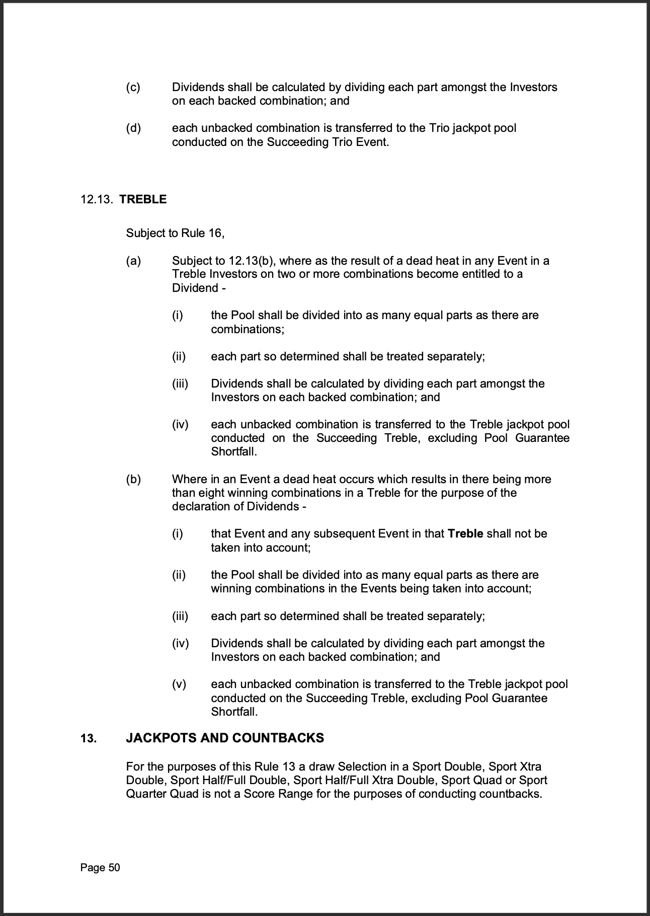 Tabcorp ACT Pty Ltd Totalisator Rules (Racing)