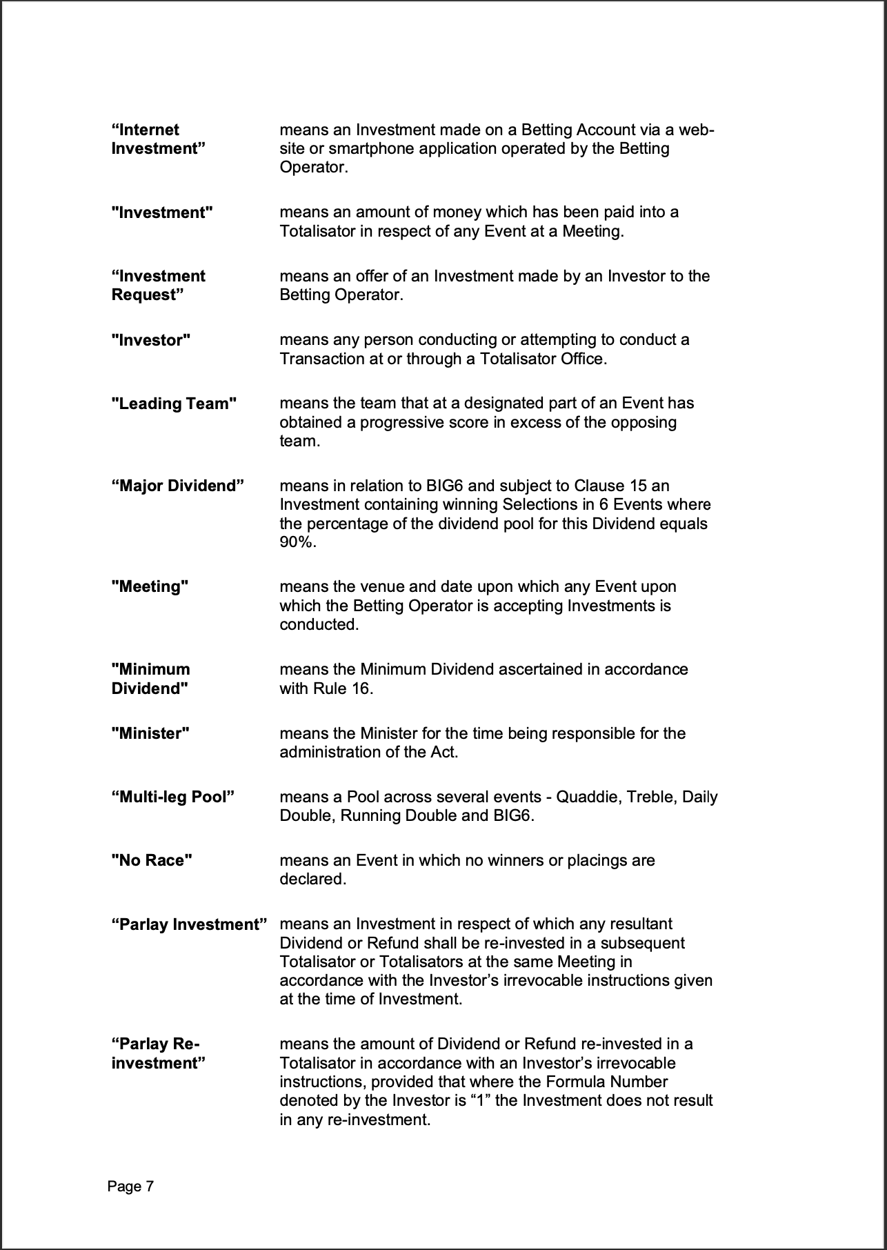Tabcorp ACT Pty Ltd Totalisator Rules (Racing)