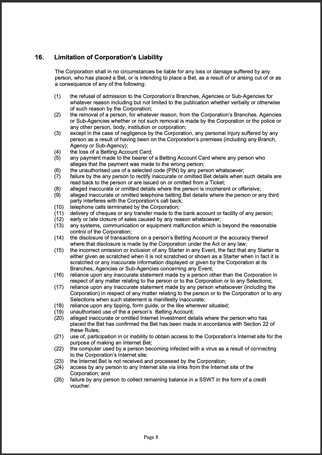 Tabcorp ACT Pty Ltd Totalisator Rules (Racing)