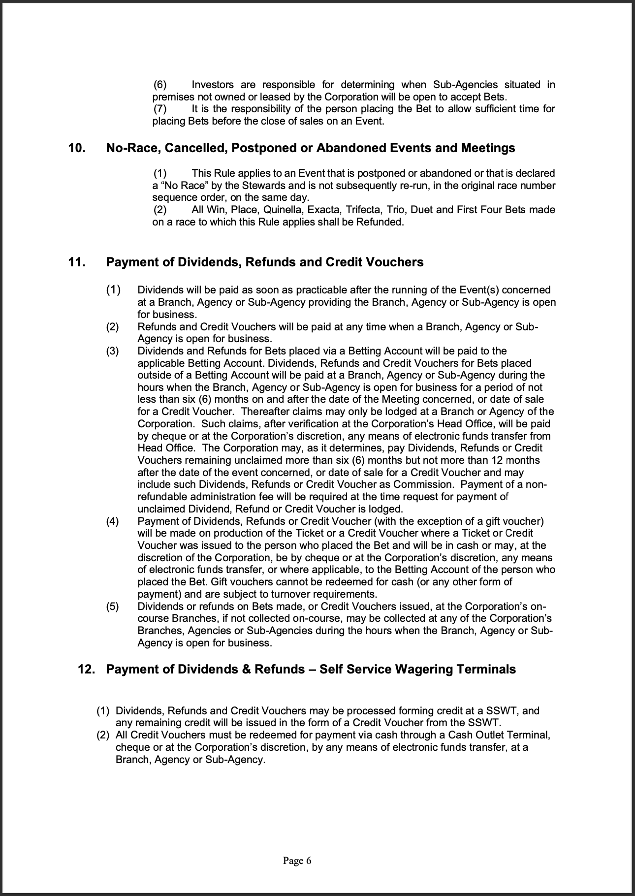 Tabcorp ACT Pty Ltd Totalisator Rules (Racing)