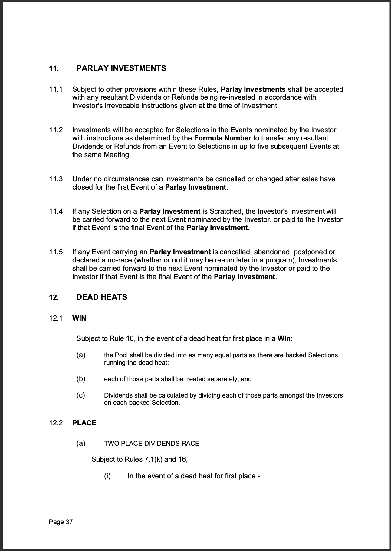 Tabcorp ACT Pty Ltd Totalisator Rules (Racing)