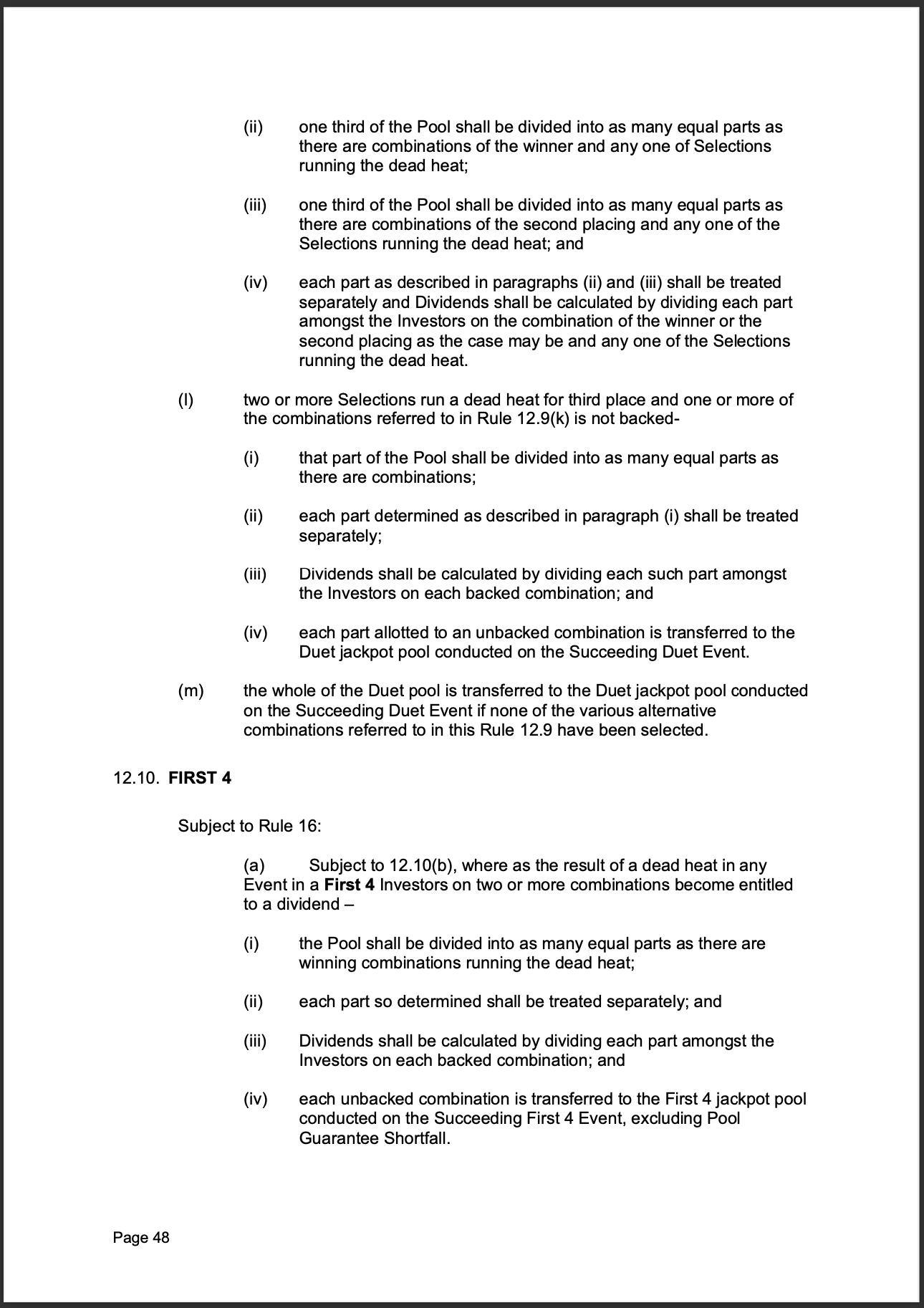 Tabcorp ACT Pty Ltd Totalisator Rules (Racing)