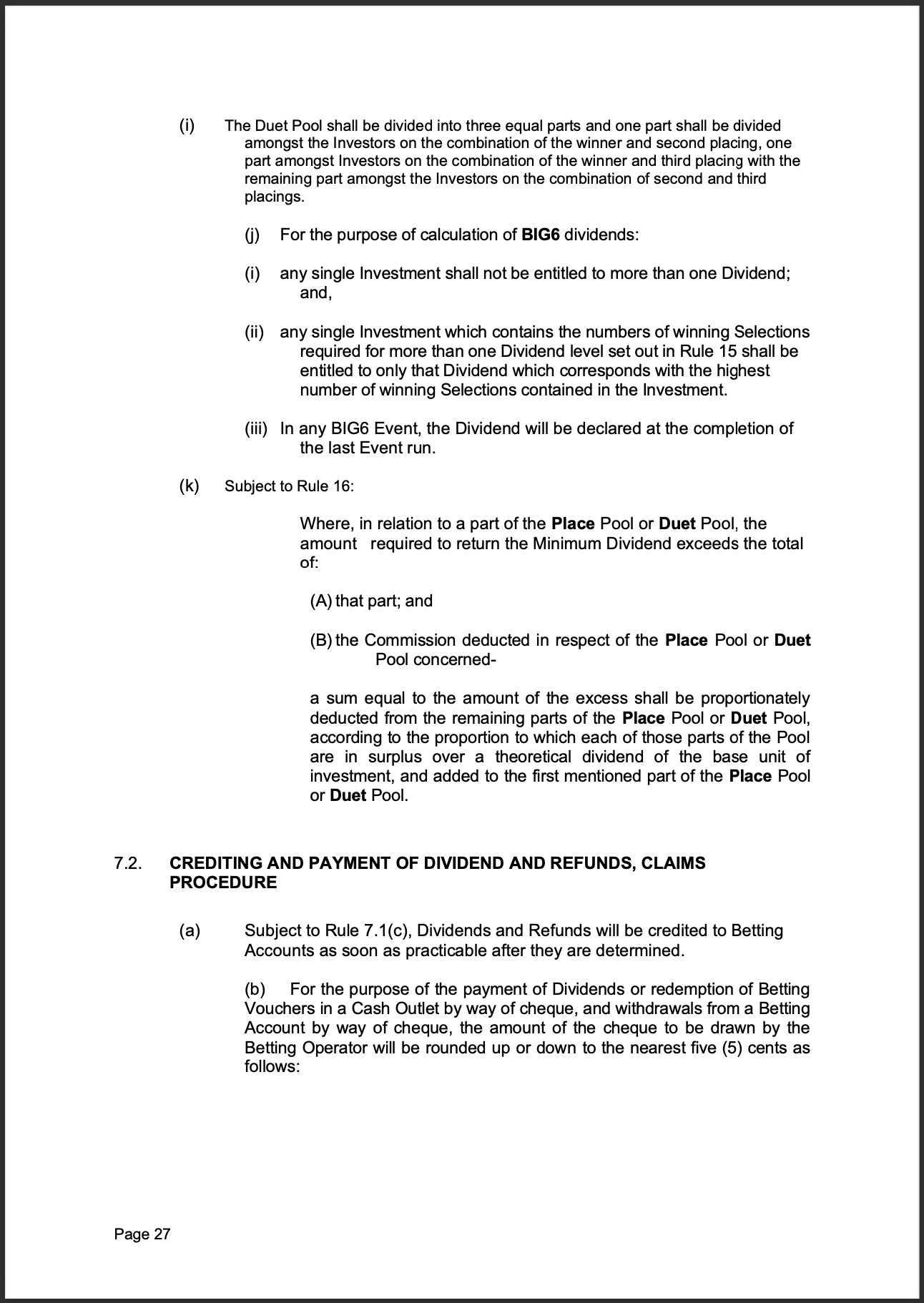 Tabcorp ACT Pty Ltd Totalisator Rules (Racing)