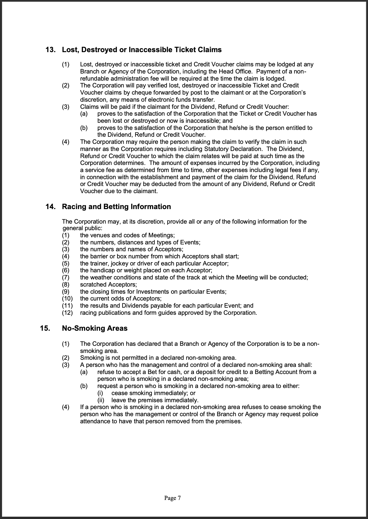 Tabcorp ACT Pty Ltd Totalisator Rules (Racing)