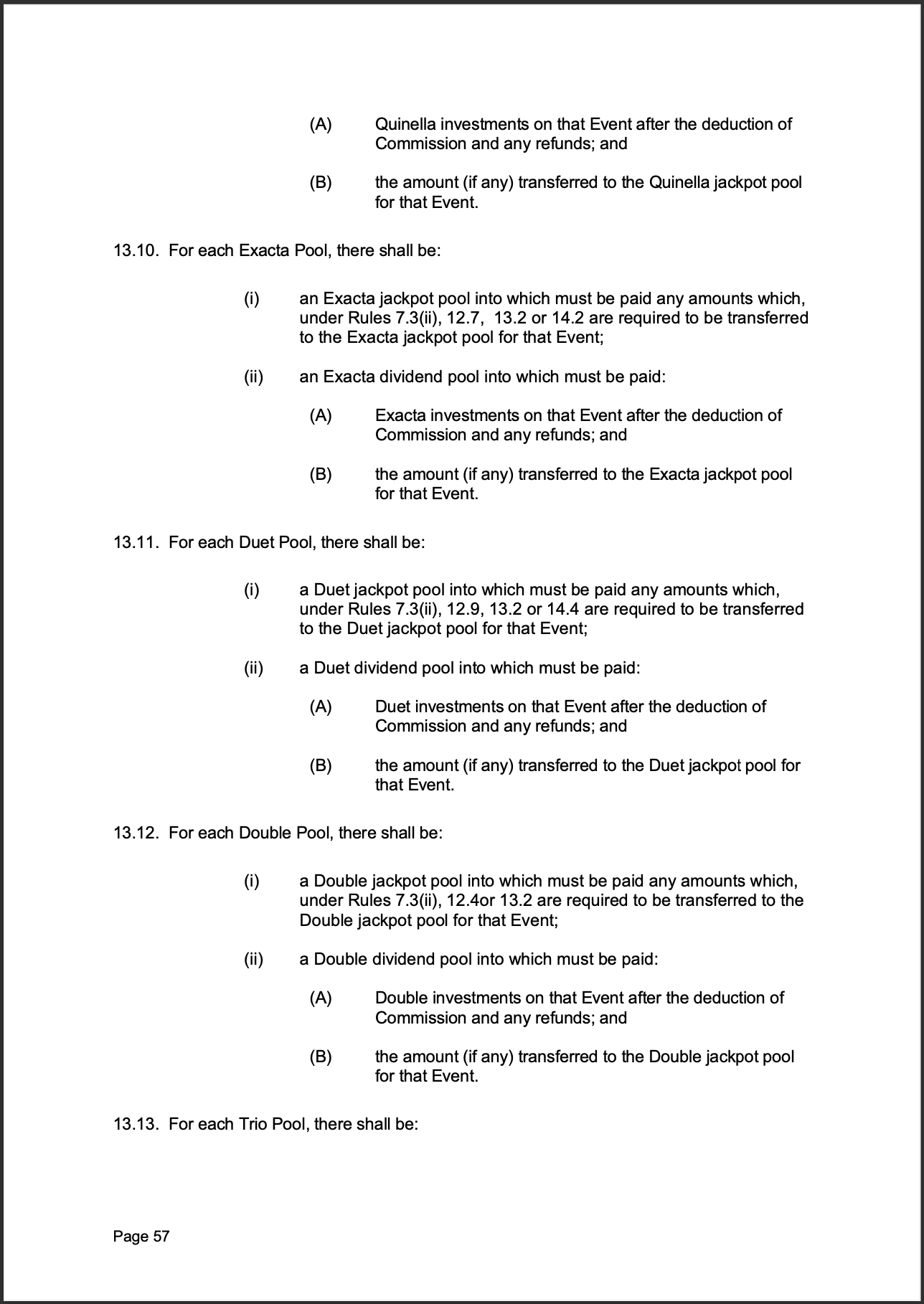 Tabcorp ACT Pty Ltd Totalisator Rules (Racing)
