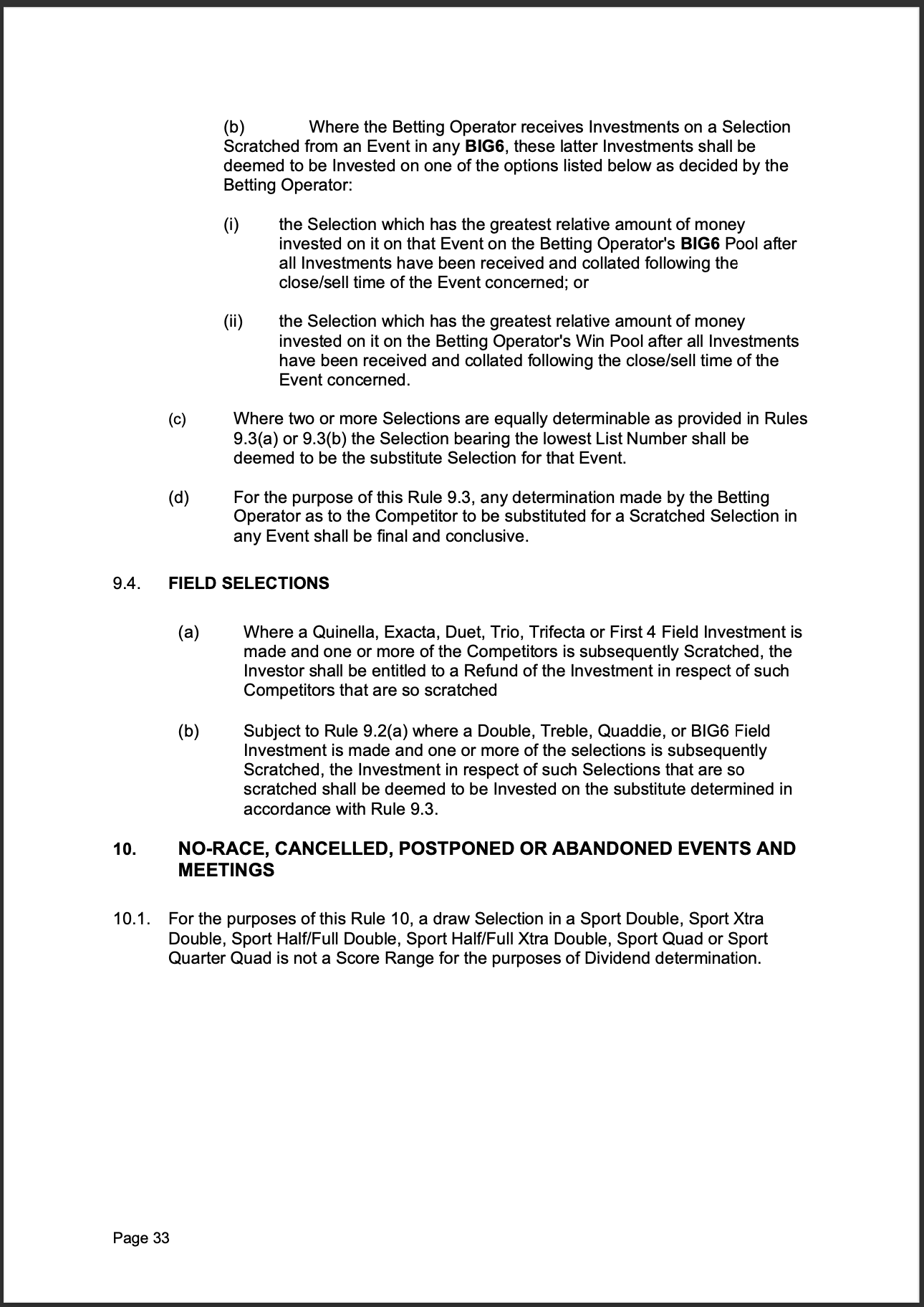 Tabcorp ACT Pty Ltd Totalisator Rules (Racing)