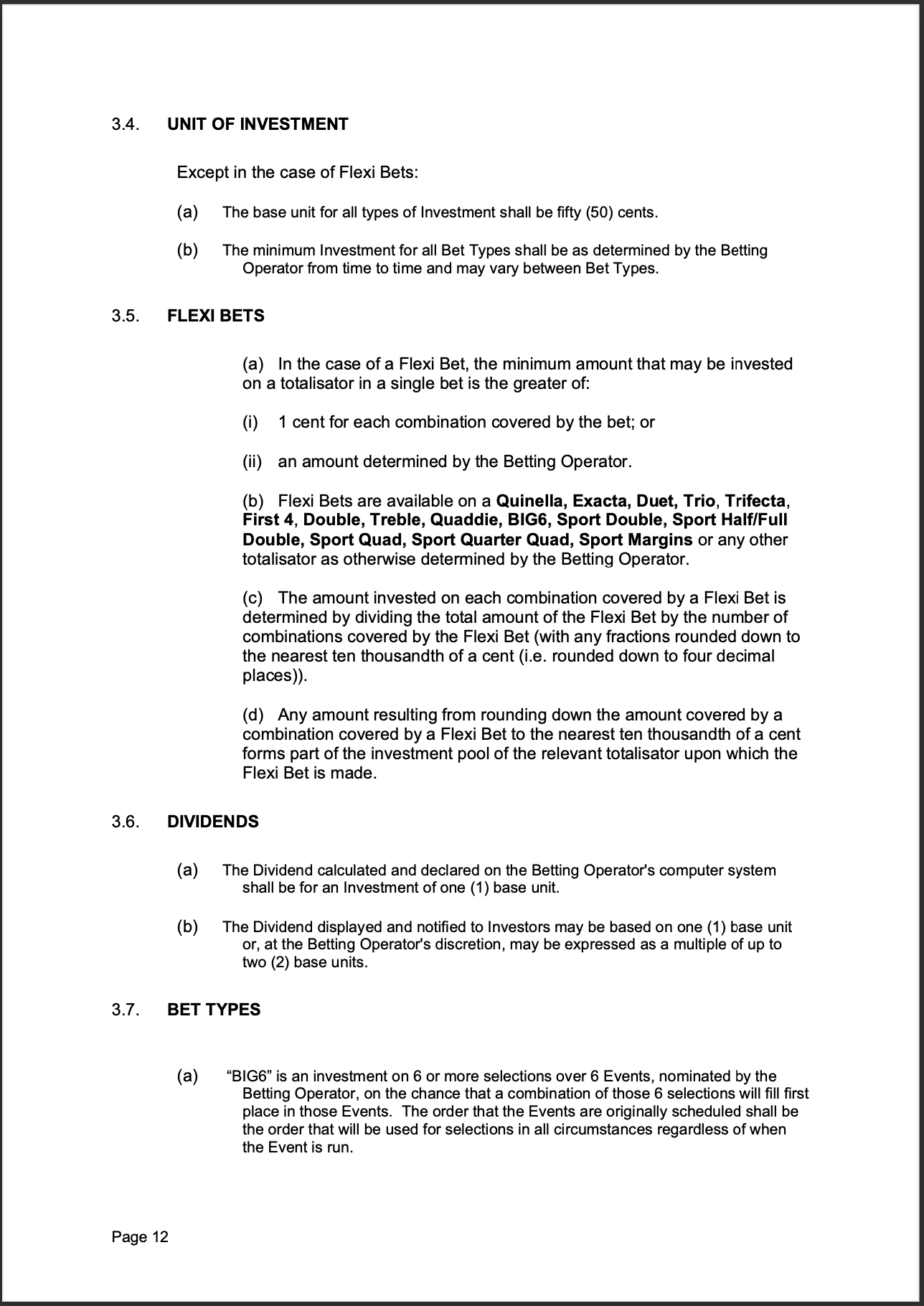 Tabcorp ACT Pty Ltd Totalisator Rules (Racing)