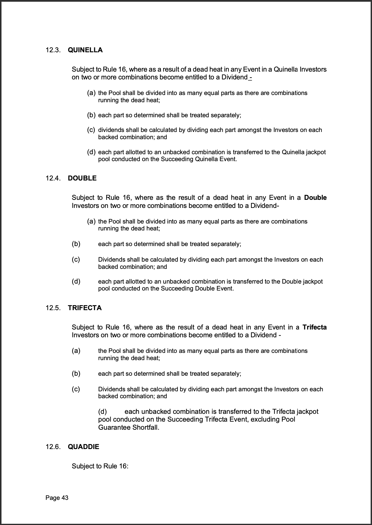 Tabcorp ACT Pty Ltd Totalisator Rules (Racing)