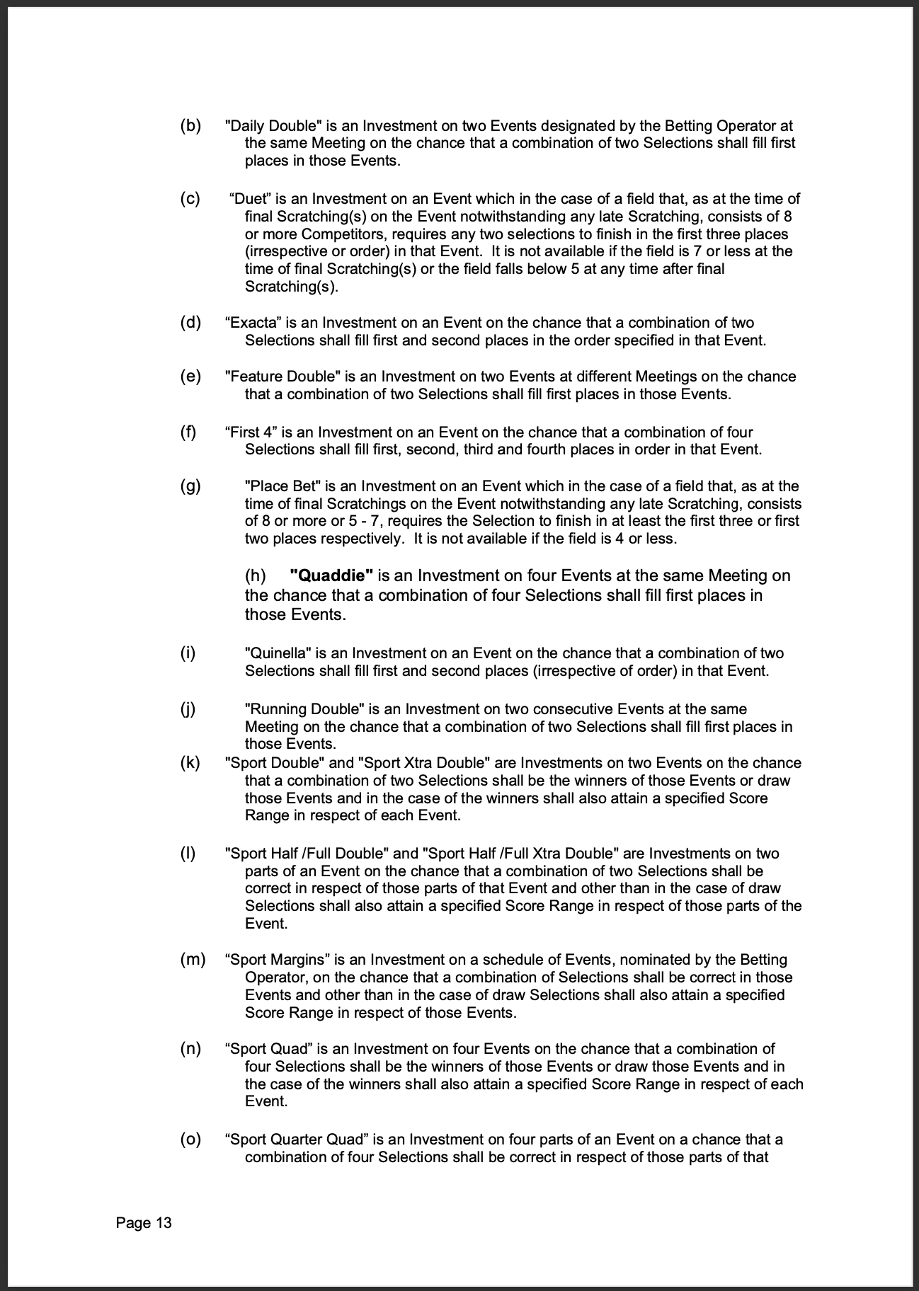 Tabcorp ACT Pty Ltd Totalisator Rules (Racing)