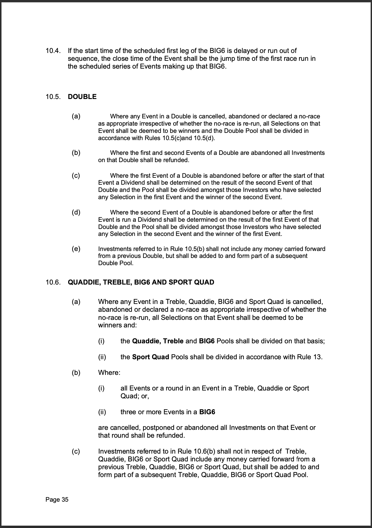 Tabcorp ACT Pty Ltd Totalisator Rules (Racing)