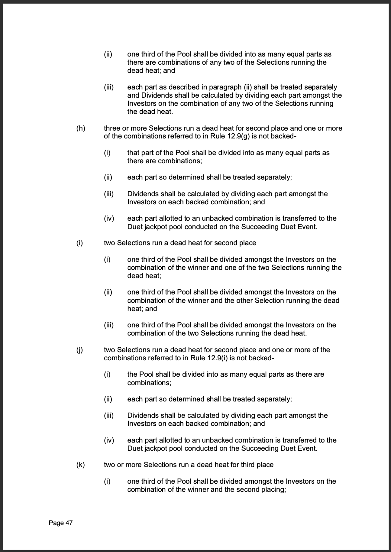 Tabcorp ACT Pty Ltd Totalisator Rules (Racing)