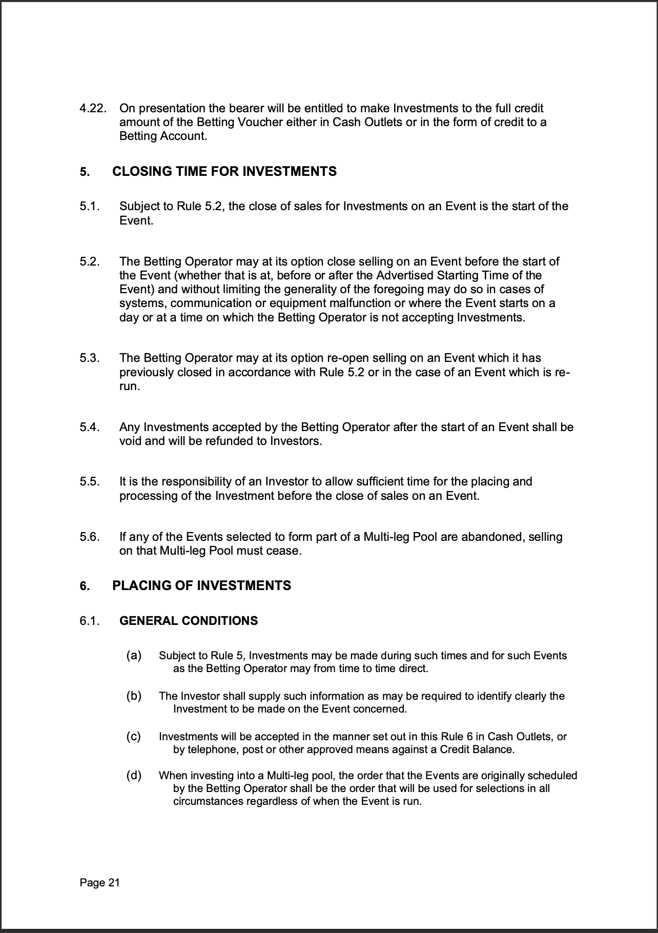 Tabcorp ACT Pty Ltd Totalisator Rules (Racing)