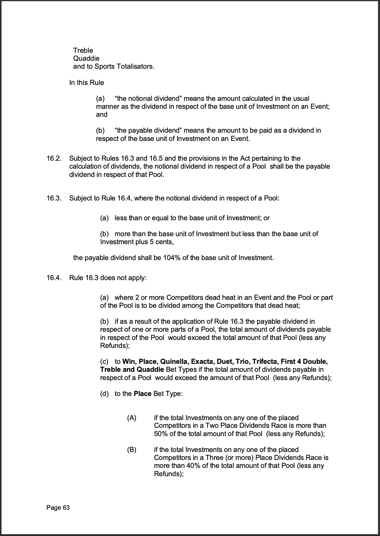 Tabcorp ACT Pty Ltd Totalisator Rules (Racing)