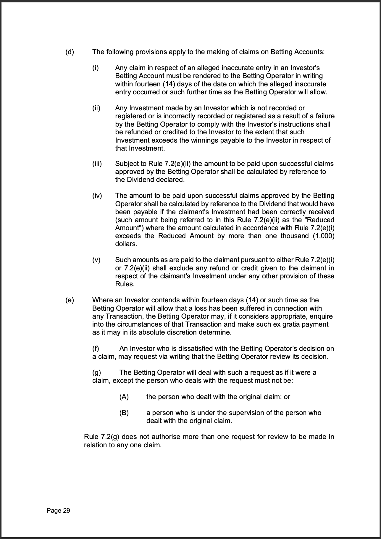 Tabcorp ACT Pty Ltd Totalisator Rules (Racing)