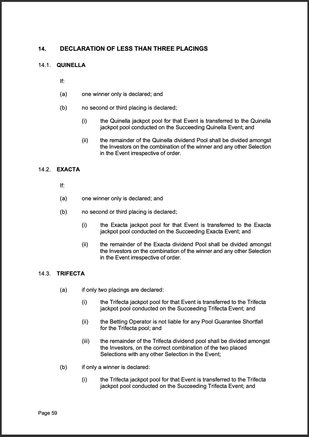 Tabcorp ACT Pty Ltd Totalisator Rules (Racing)