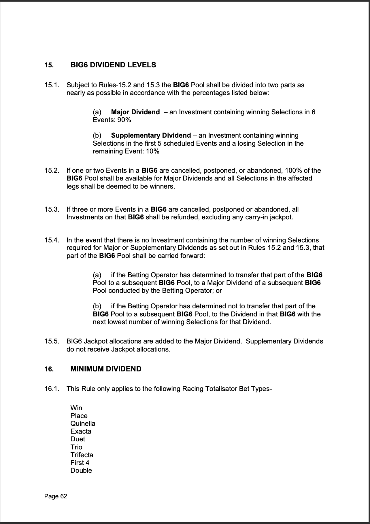 Tabcorp ACT Pty Ltd Totalisator Rules (Racing)