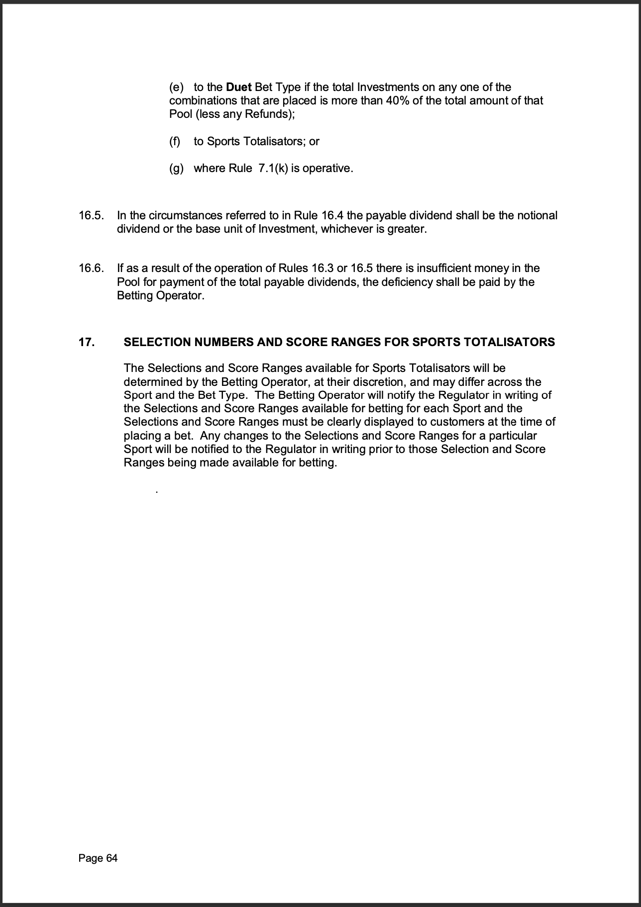 Tabcorp ACT Pty Ltd Totalisator Rules (Racing)