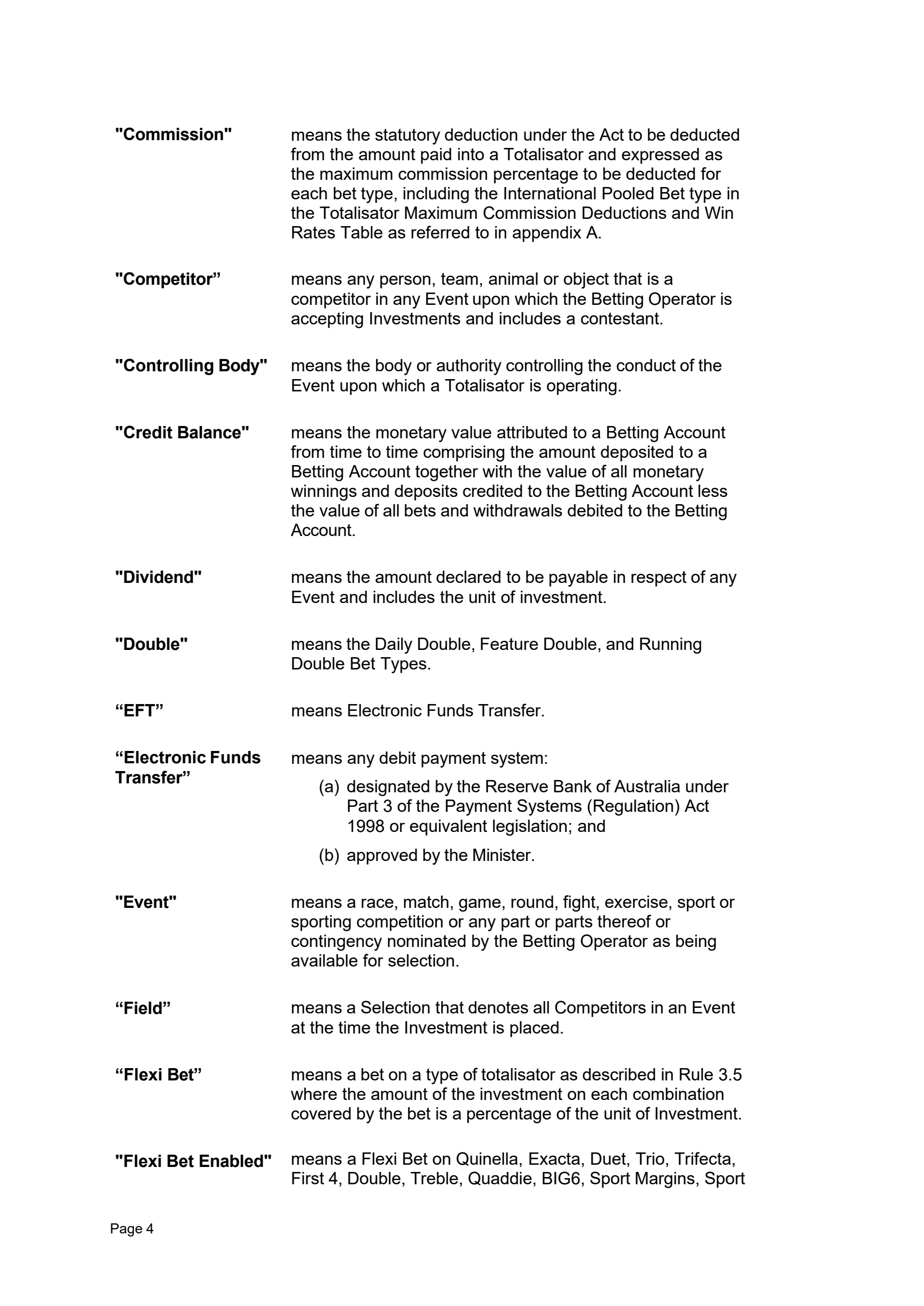Tabcorp ACT Pty Ltd Totalisator Rules (Racing)