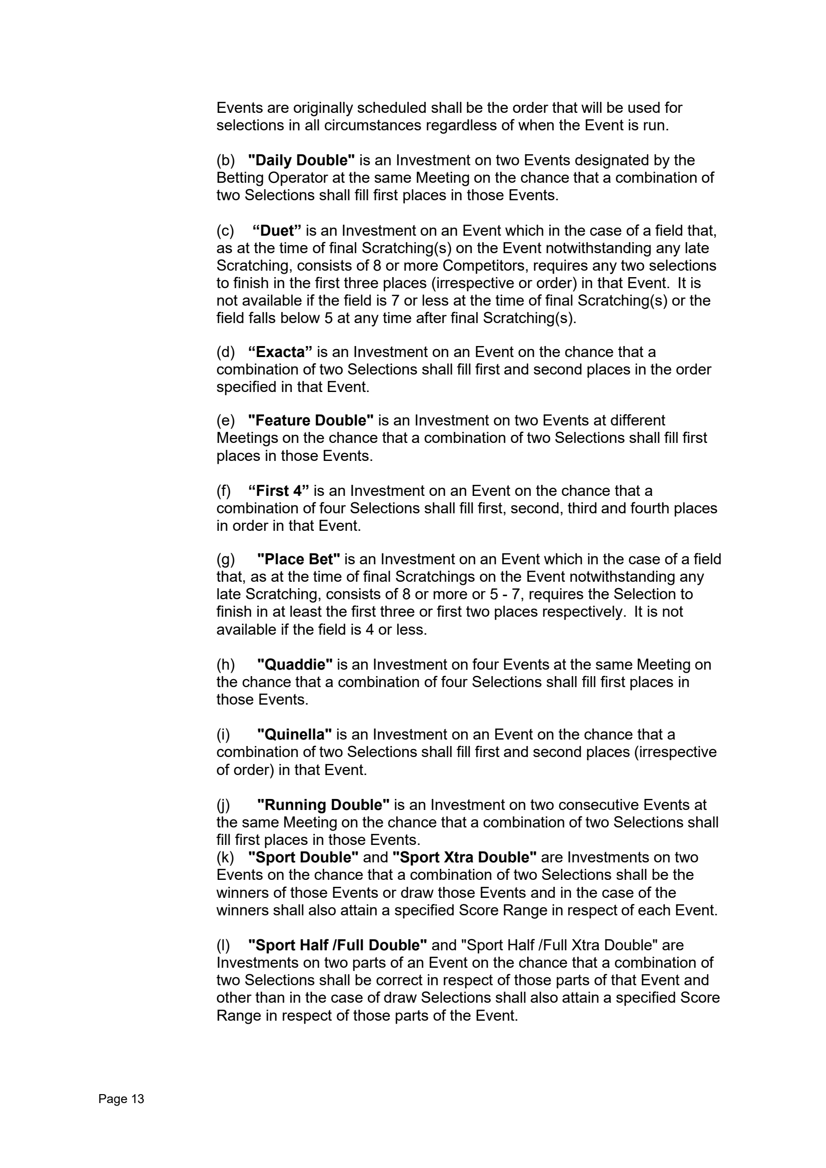 Tabcorp ACT Pty Ltd Totalisator Rules (Racing)