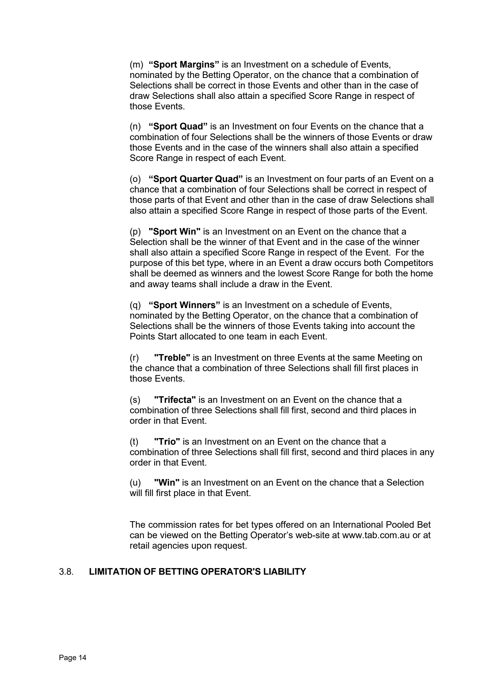 Tabcorp ACT Pty Ltd Totalisator Rules (Racing)