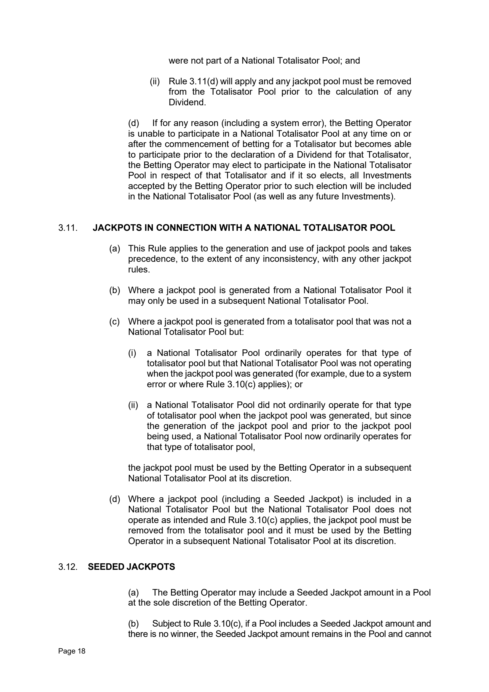 Tabcorp ACT Pty Ltd Totalisator Rules (Racing)