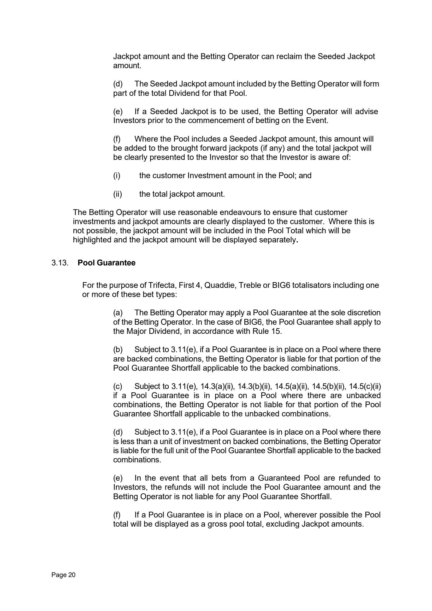Tabcorp ACT Pty Ltd Totalisator Rules (Racing)