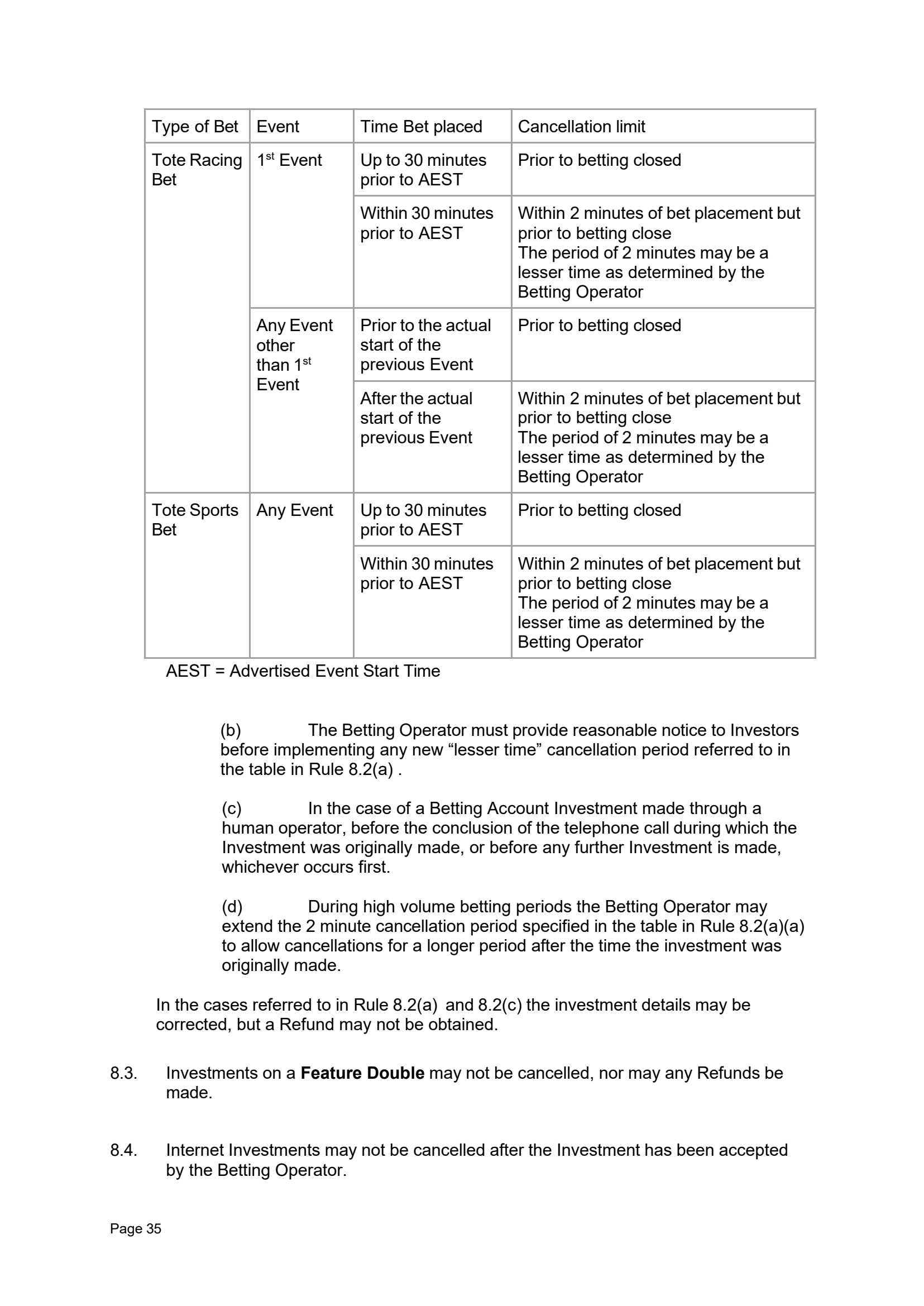 Tabcorp ACT Pty Ltd Totalisator Rules (Racing)