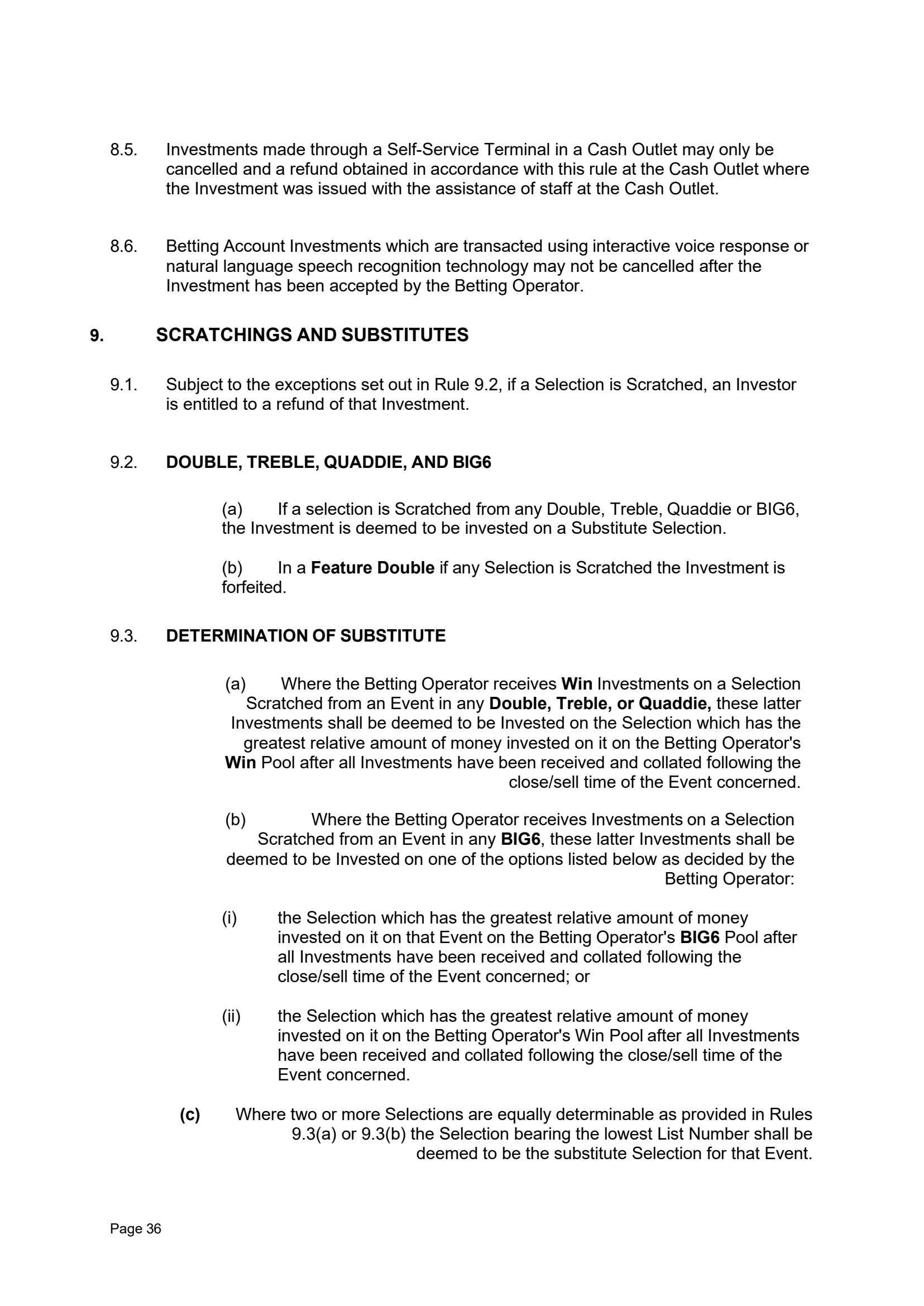 Tabcorp ACT Pty Ltd Totalisator Rules (Racing)