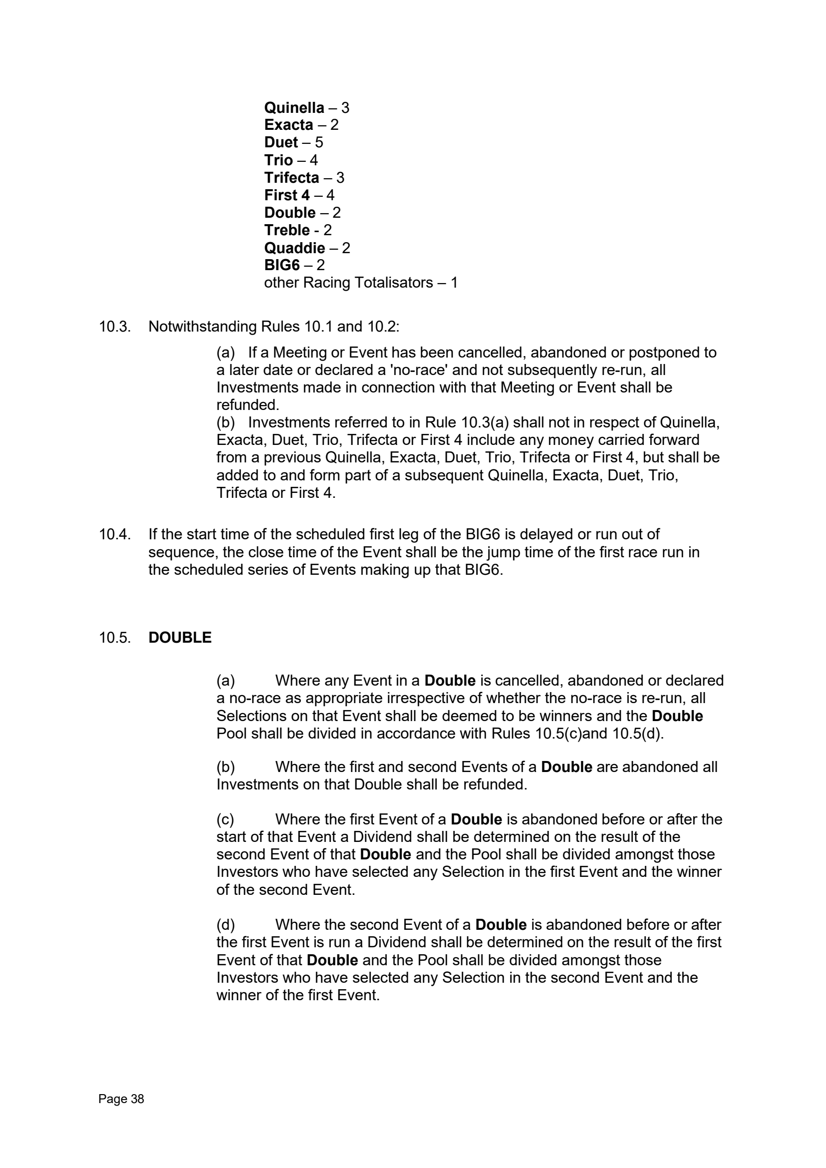 Tabcorp ACT Pty Ltd Totalisator Rules (Racing)