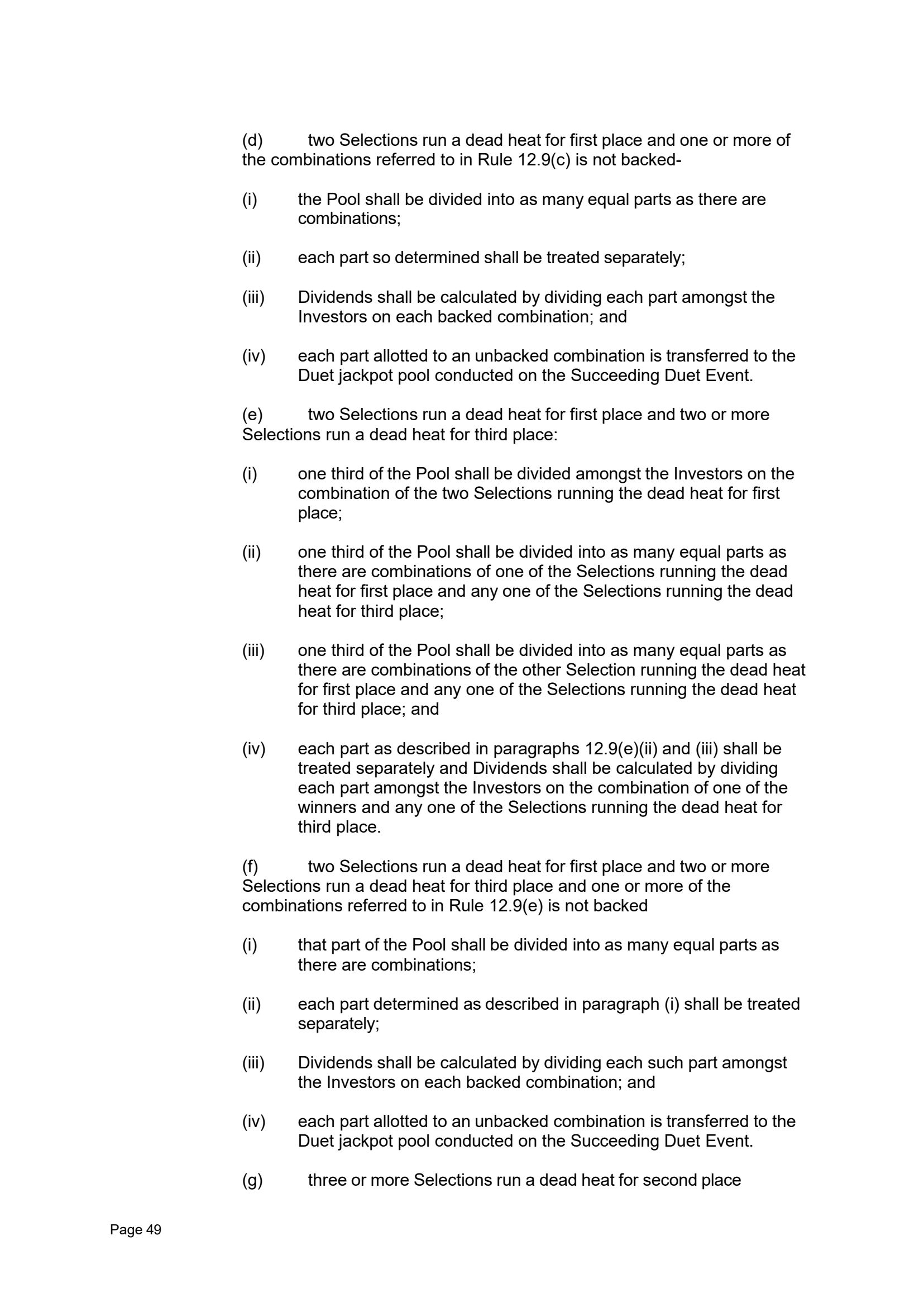 Tabcorp ACT Pty Ltd Totalisator Rules (Racing)