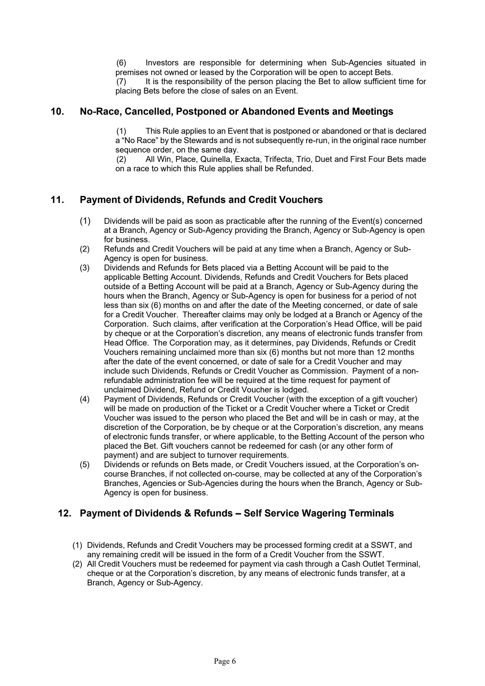 Tabcorp ACT Pty Ltd Totalisator Rules (Racing)