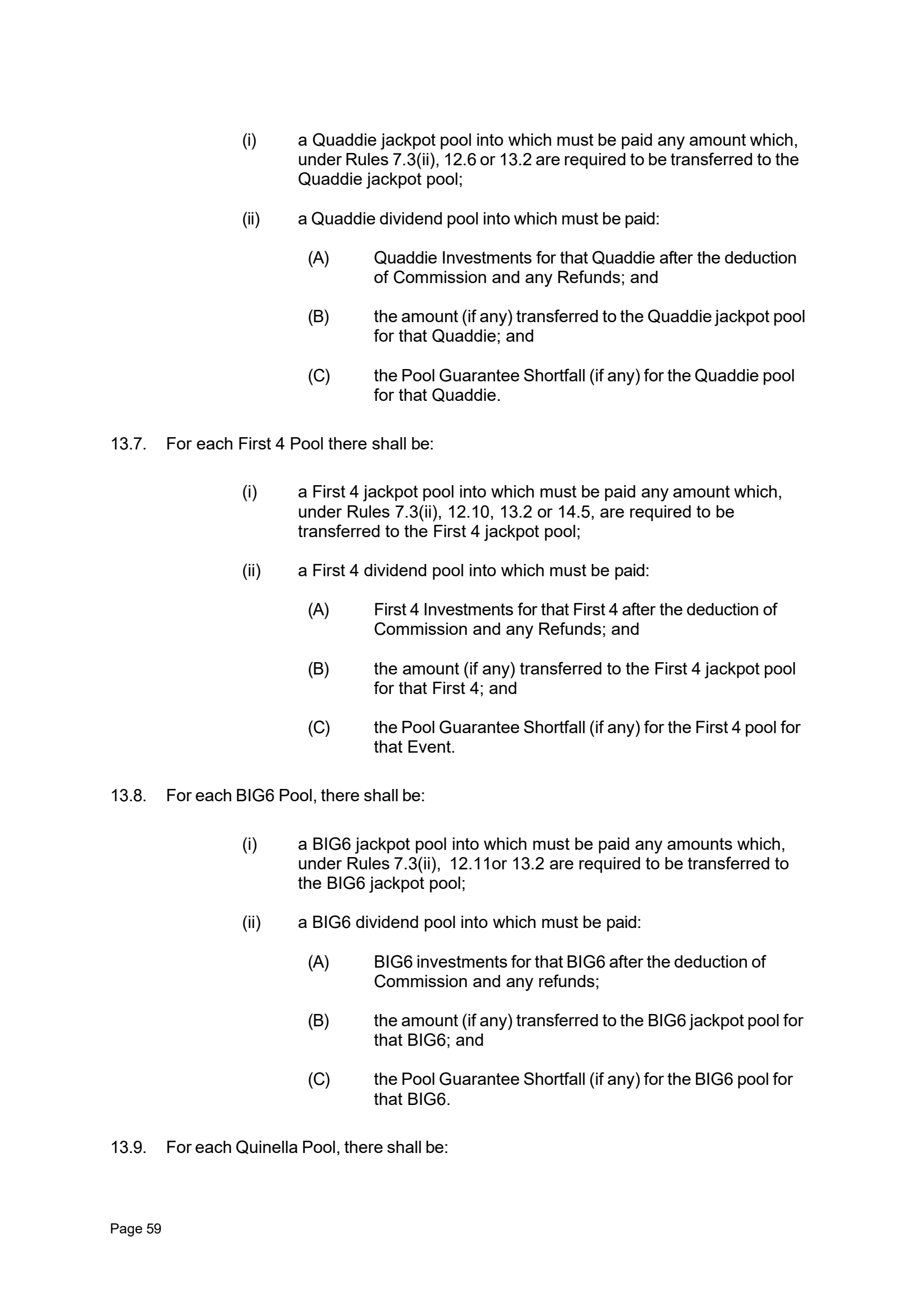 Tabcorp ACT Pty Ltd Totalisator Rules (Racing)