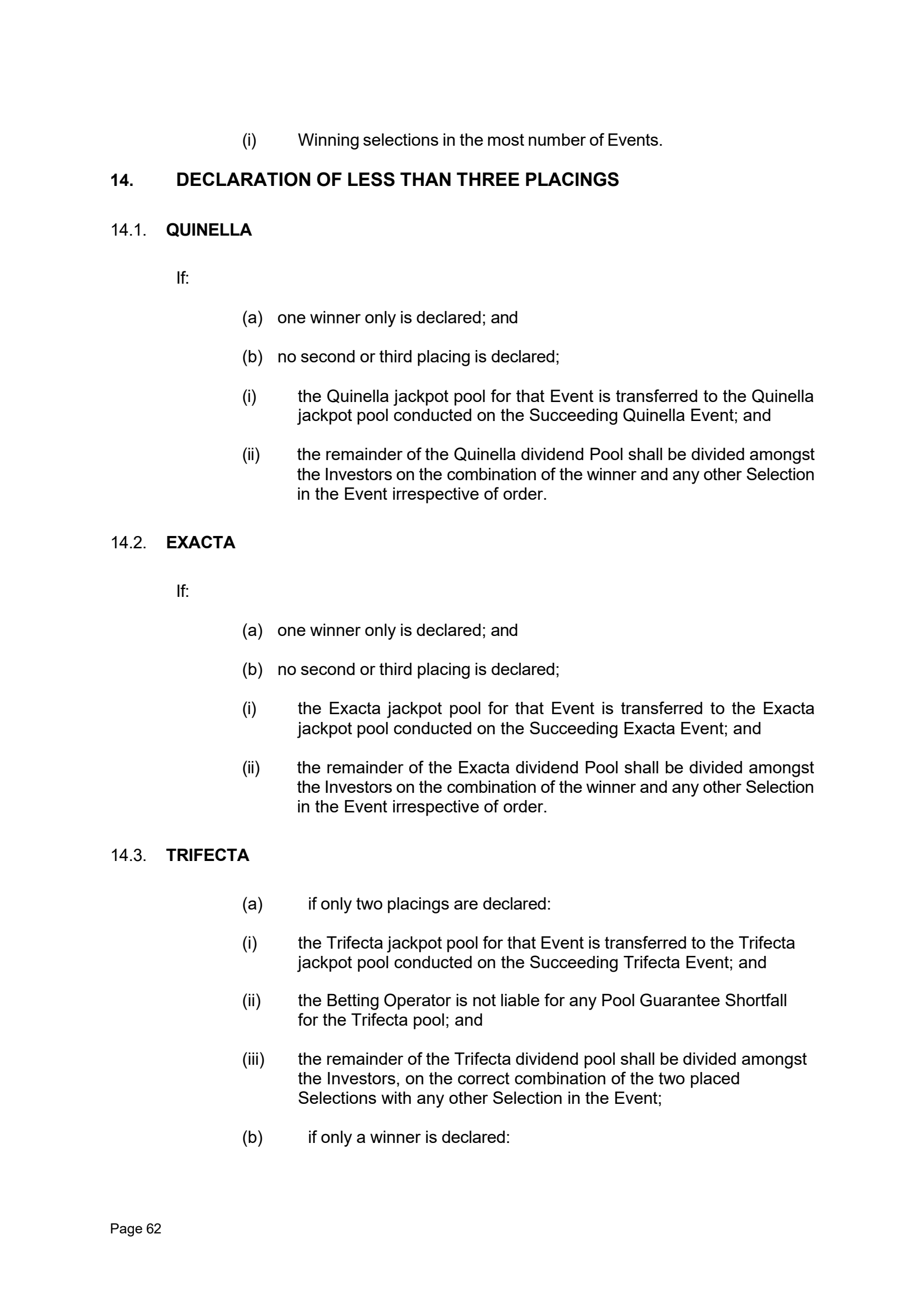 Tabcorp ACT Pty Ltd Totalisator Rules (Racing)