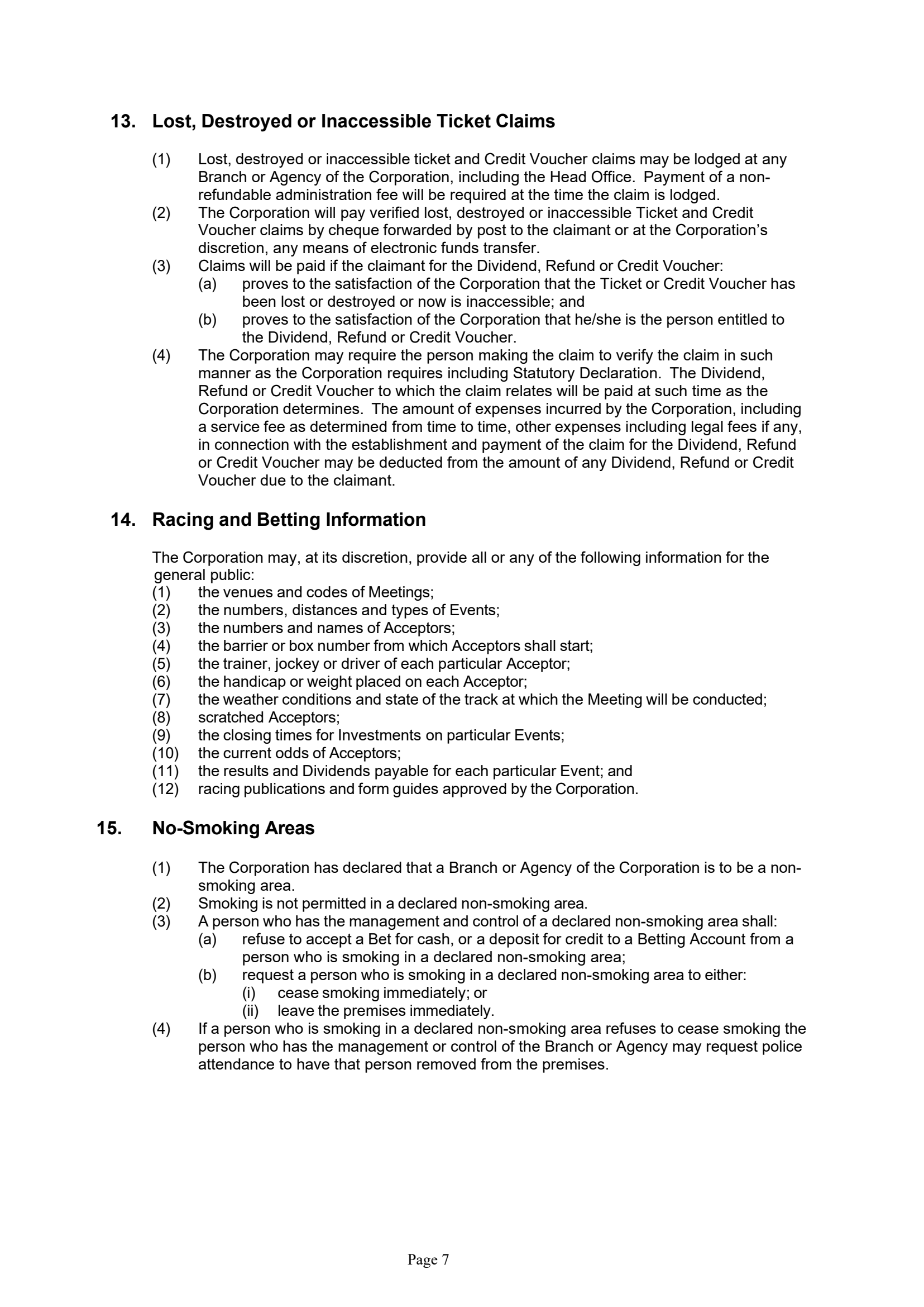 Tabcorp ACT Pty Ltd Totalisator Rules (Racing)