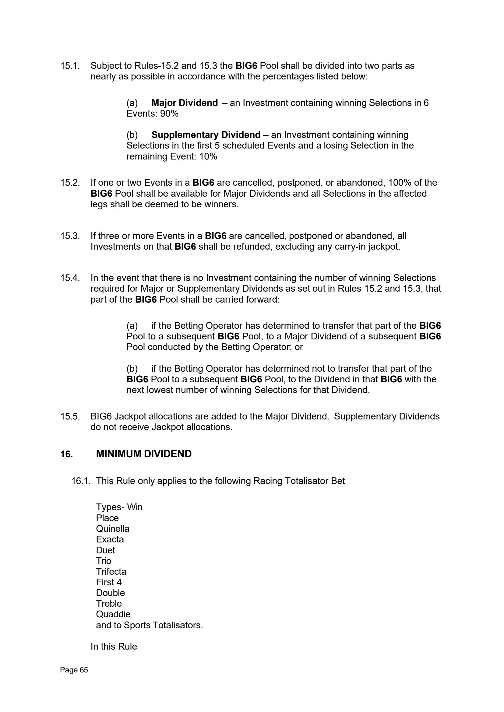 Tabcorp ACT Pty Ltd Totalisator Rules (Racing)