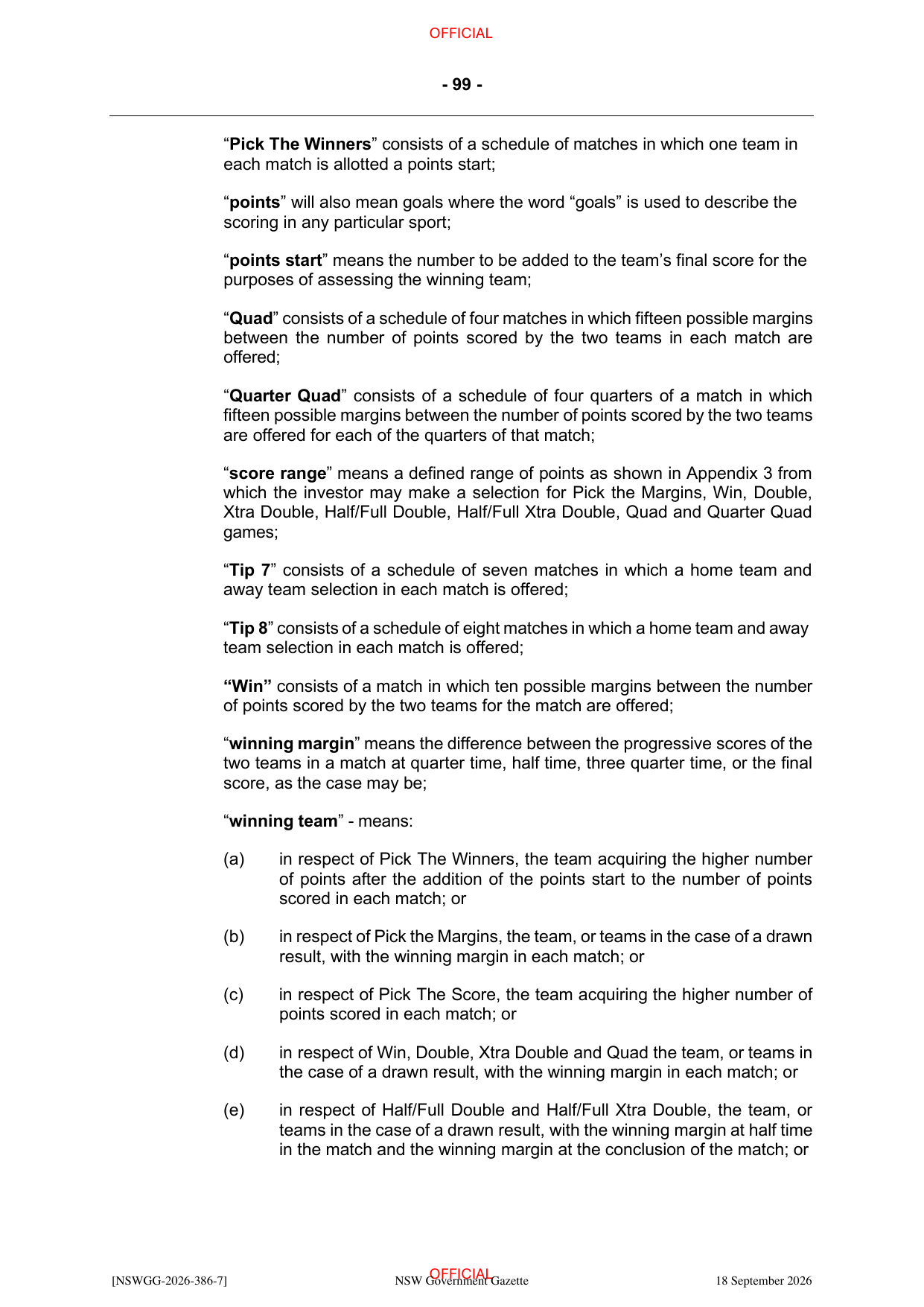 NSW Totalizator Betting Rules (Racing), page 103